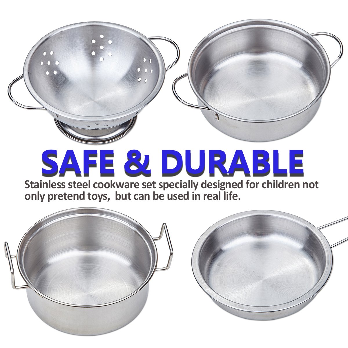 Stainless Steel Play Kitchen Set for Kids - Pretend Cookware Pots & Pans Toys with Cooking Utensils, Educational Toddler Toys for Ages 3+ | Perfect for Pretend Play, Role Playing & Early Childhood Development