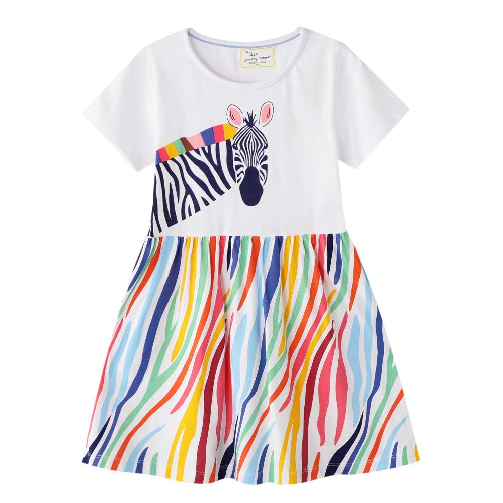 FreeLu Girls Short Sleeve Cotton Casual Cartoon Dresses for Kids Age 2-8 Years - Perfect for Playdates, Birthday Parties & Summer Outfits