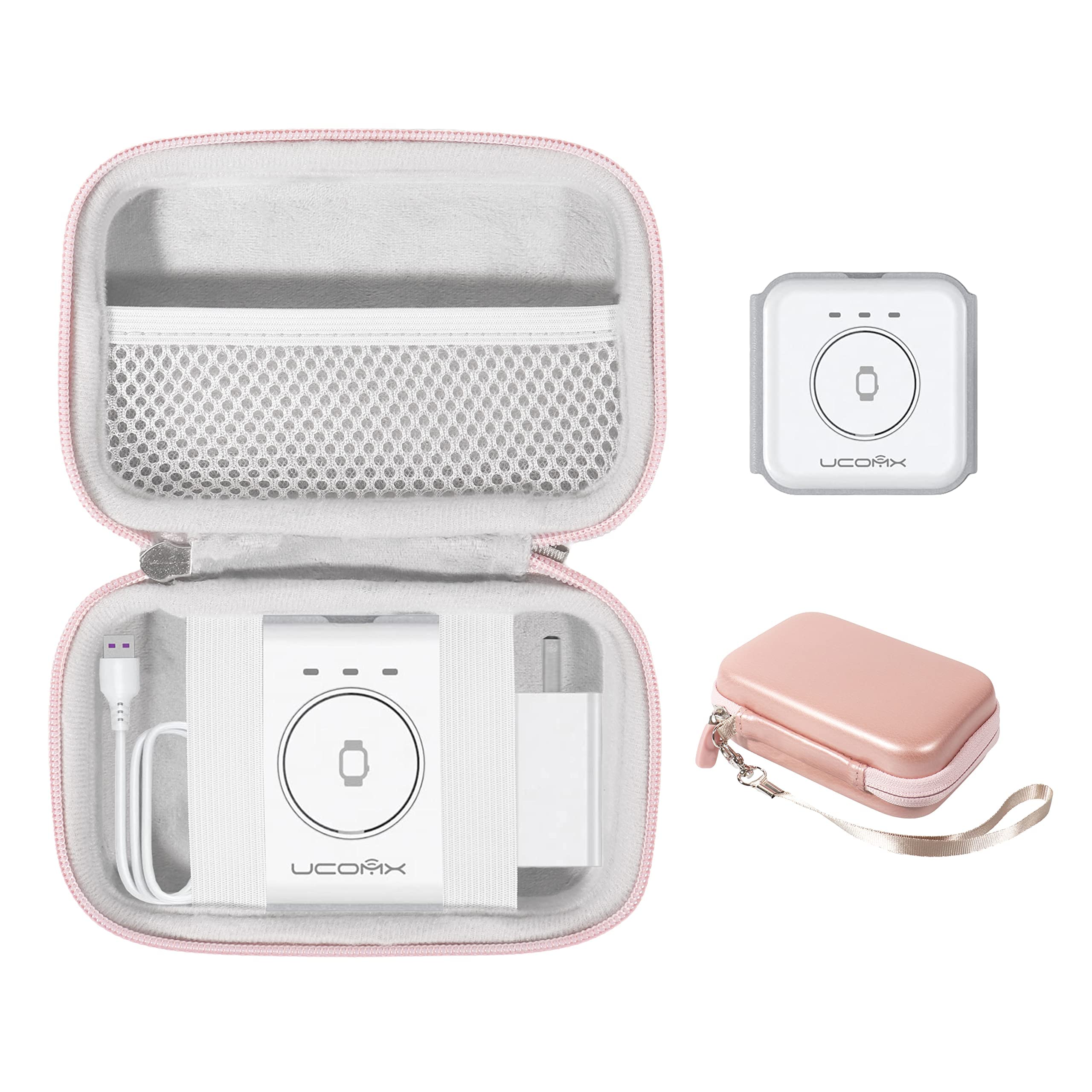 CaseSack Wireless Foldable Charger Case - Compatible with MagSafe, UCOMX Nano, MURPISO, RTOPS, Ankilo & Criacr Magnetic Chargers | Rose Gold | Portable 3-in-1 Charging Station for iPhone, AirPods & Apple Watch | Perfect for Travel, Office & Home Use