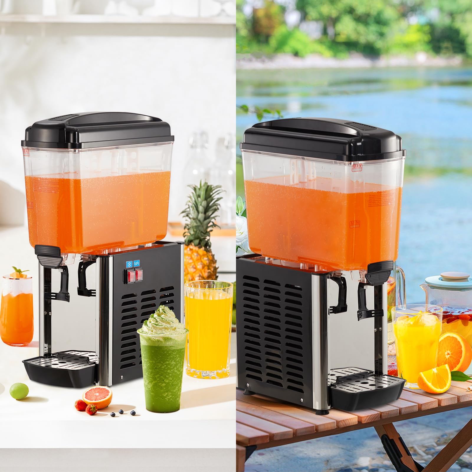 4.8 Gallon Commercial Beverage Dispenser - Stainless Steel Food Grade Drink Dispenser with Thermostat Controller for Slushy, Cold Drinks - Perfect for Restaurants, Hotels, Parties & Events