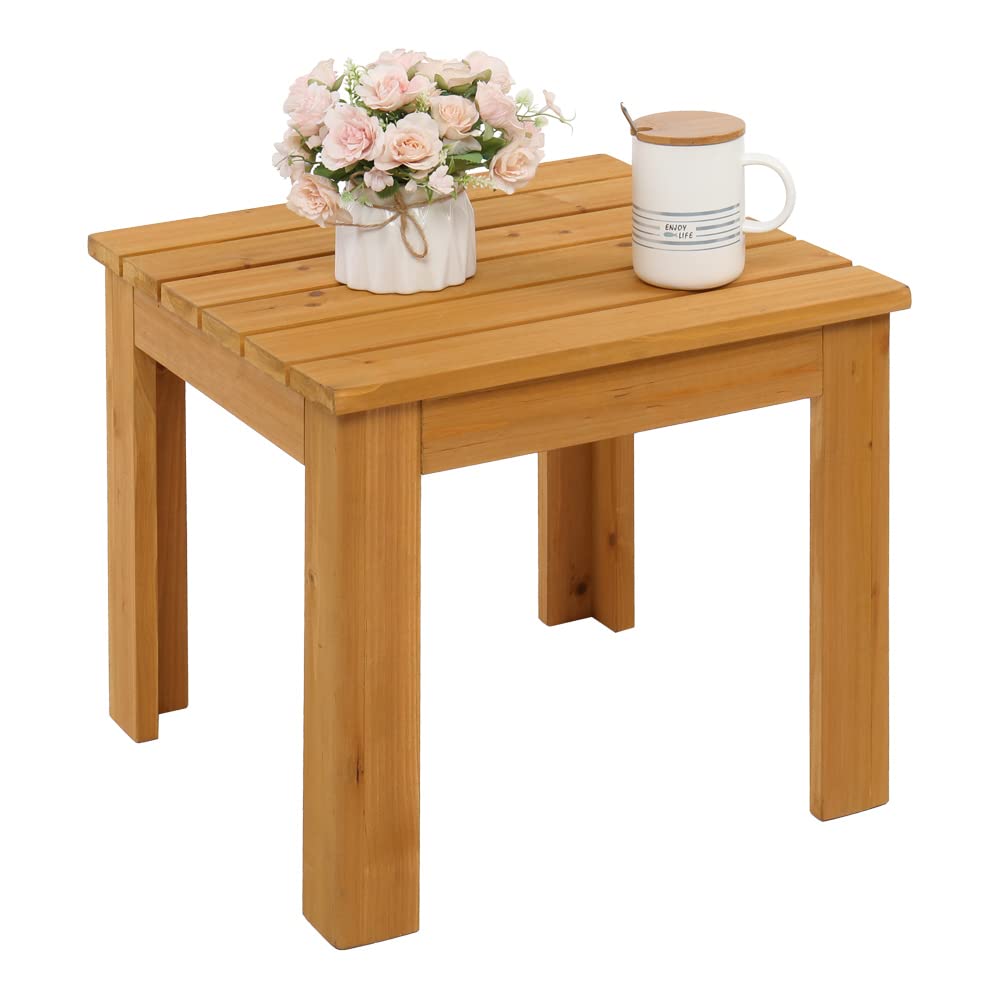 Portable Outdoor Side Table - Natural Rectangular Wood Patio Coffee Table for Garden, Porch, Balcony & Yard | Perfect for Coffee, Drinks & Relaxing in Your Outdoor Space