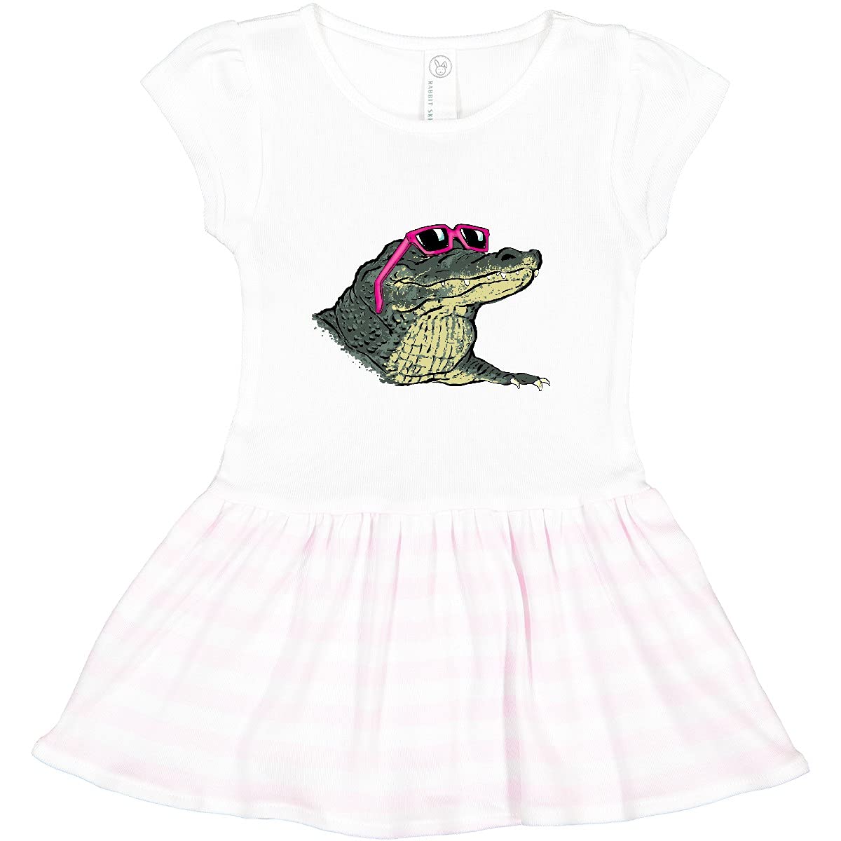Inktastic Sunny Gator in Pink Sunglasses Toddler Dress - Cute Alligator Print Girls' Summer Outfit for Beach, Park & Playdates