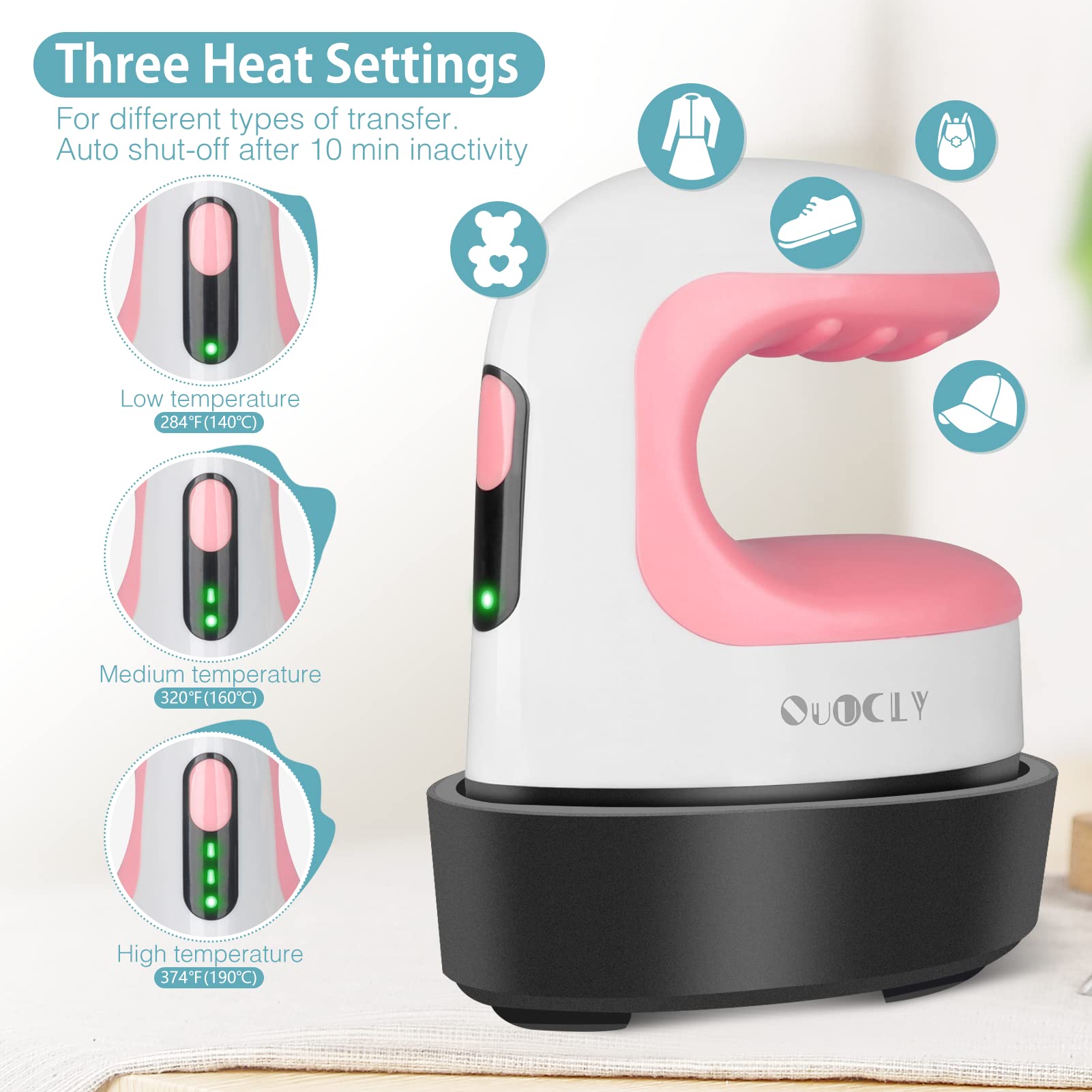 Mini Heat Press Machine for T-Shirts & Crafts - Portable Iron for HTV Vinyl, Shoes, Hats - Easy DIY Transfer Tool (Pink) | Perfect for Home Projects, Small Businesses & Crafting Enthusiasts