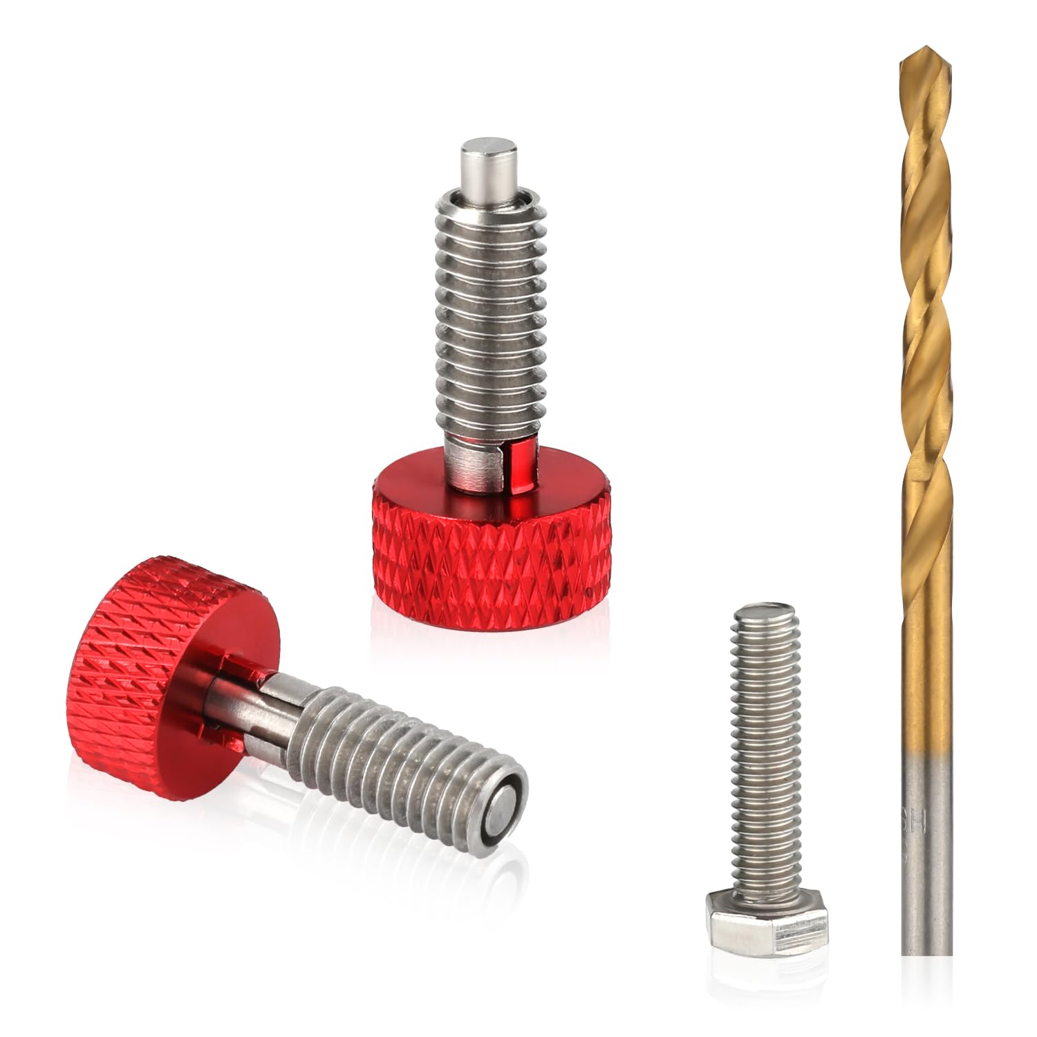 2-Pack M6 Stainless Steel Quick Release Pins with Spring Plunger & Bolt for Milwaukee Packout Toolbox Handle Removal Kit (Red) - Easy Toolbox Access & Organization for DIY, Construction & Workshop Use