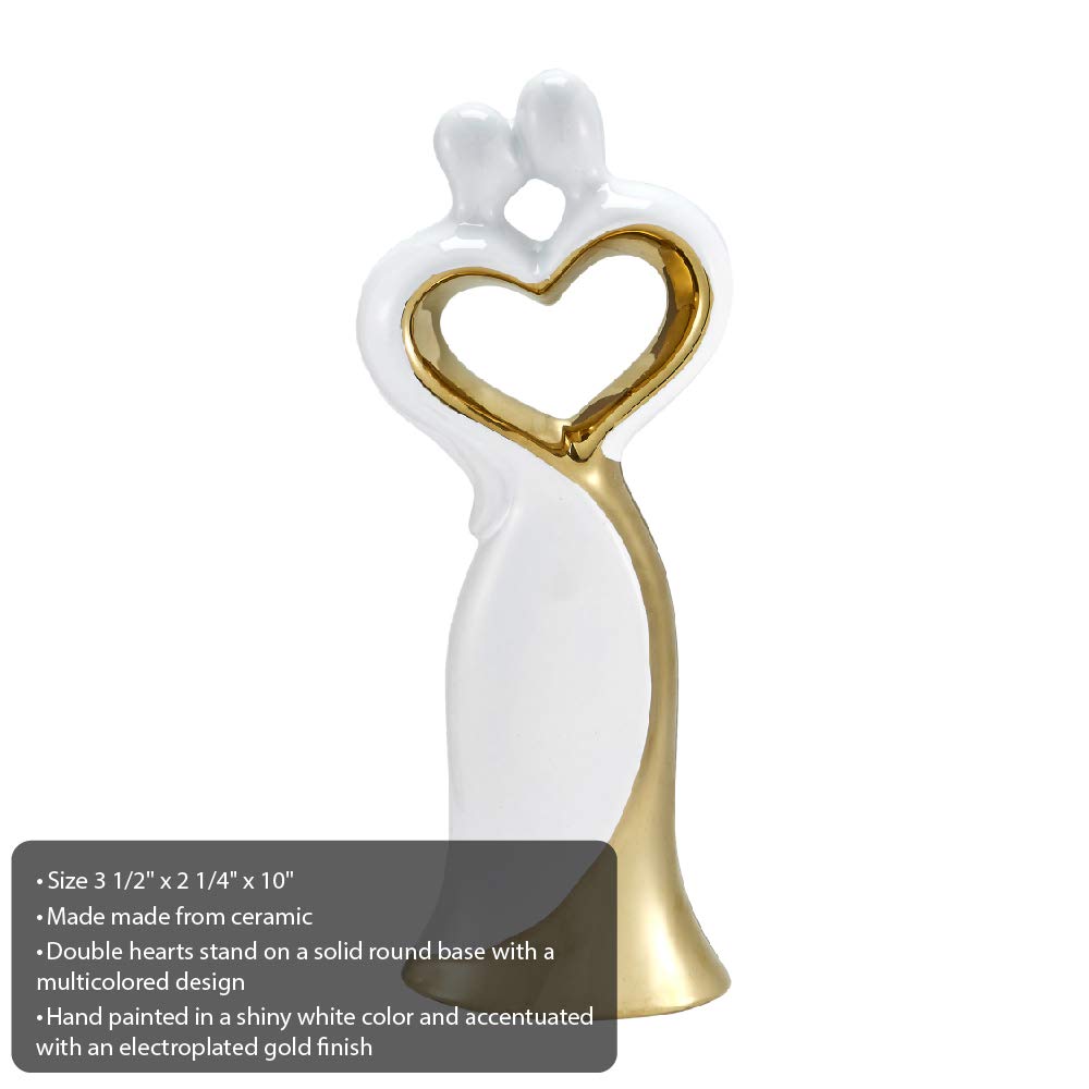 Gold & White Bride Groom Cake Topper for Wedding Decor