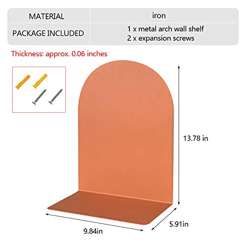 Metal Wall Shelf Organizer - Wall-Mounted Arch Storage Shelf for Living Room, Bedroom, Bathroom, Kitchen, Office & Hotel Decor | Space-Saving Display Solution (Orange, Large)