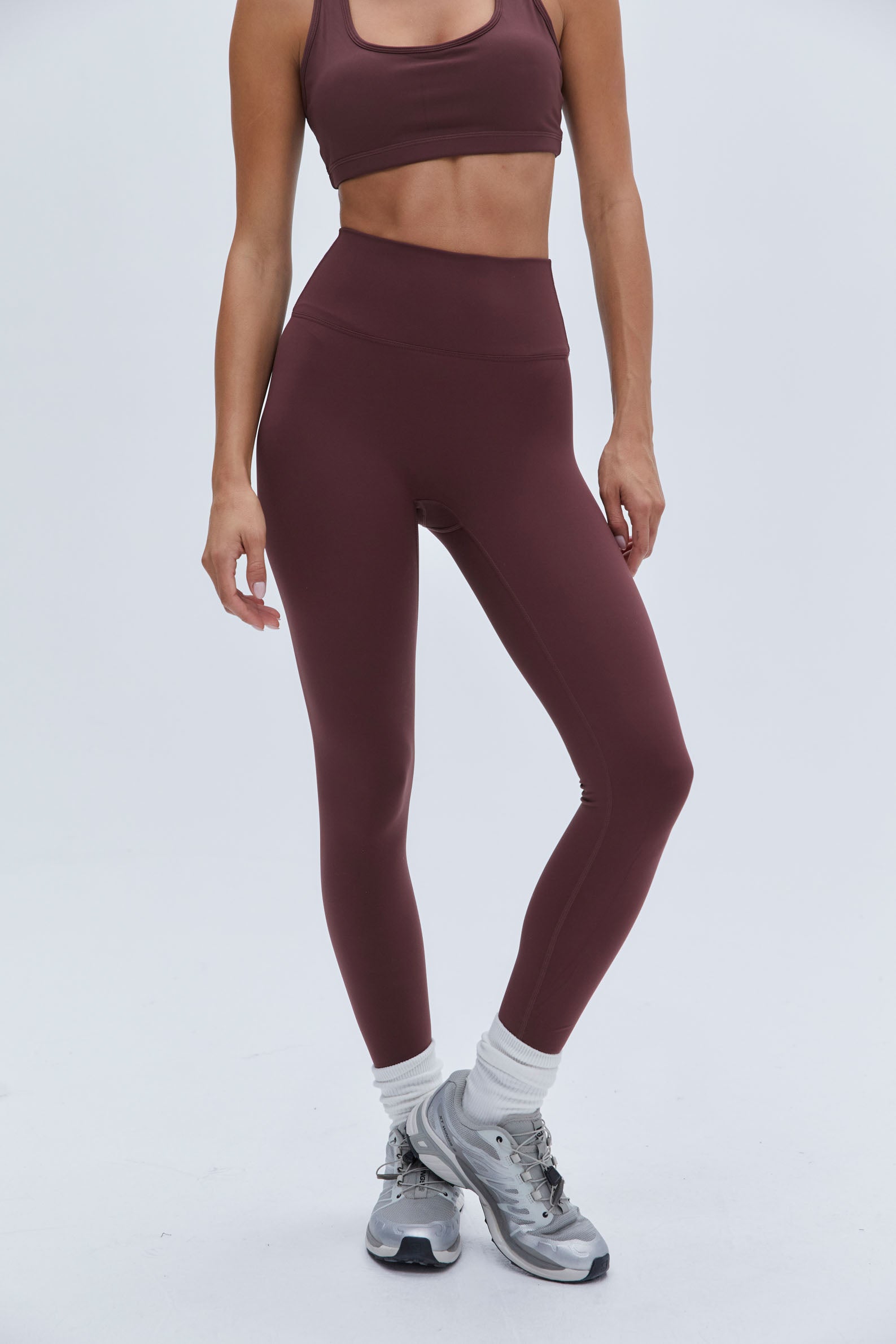 Premium High-Waist Yoga Leggings for Women - Burgundy Red Workout Pants, Tummy Control & Squat Proof - Perfect for Gym, Running, Pilates & Lounge Wear