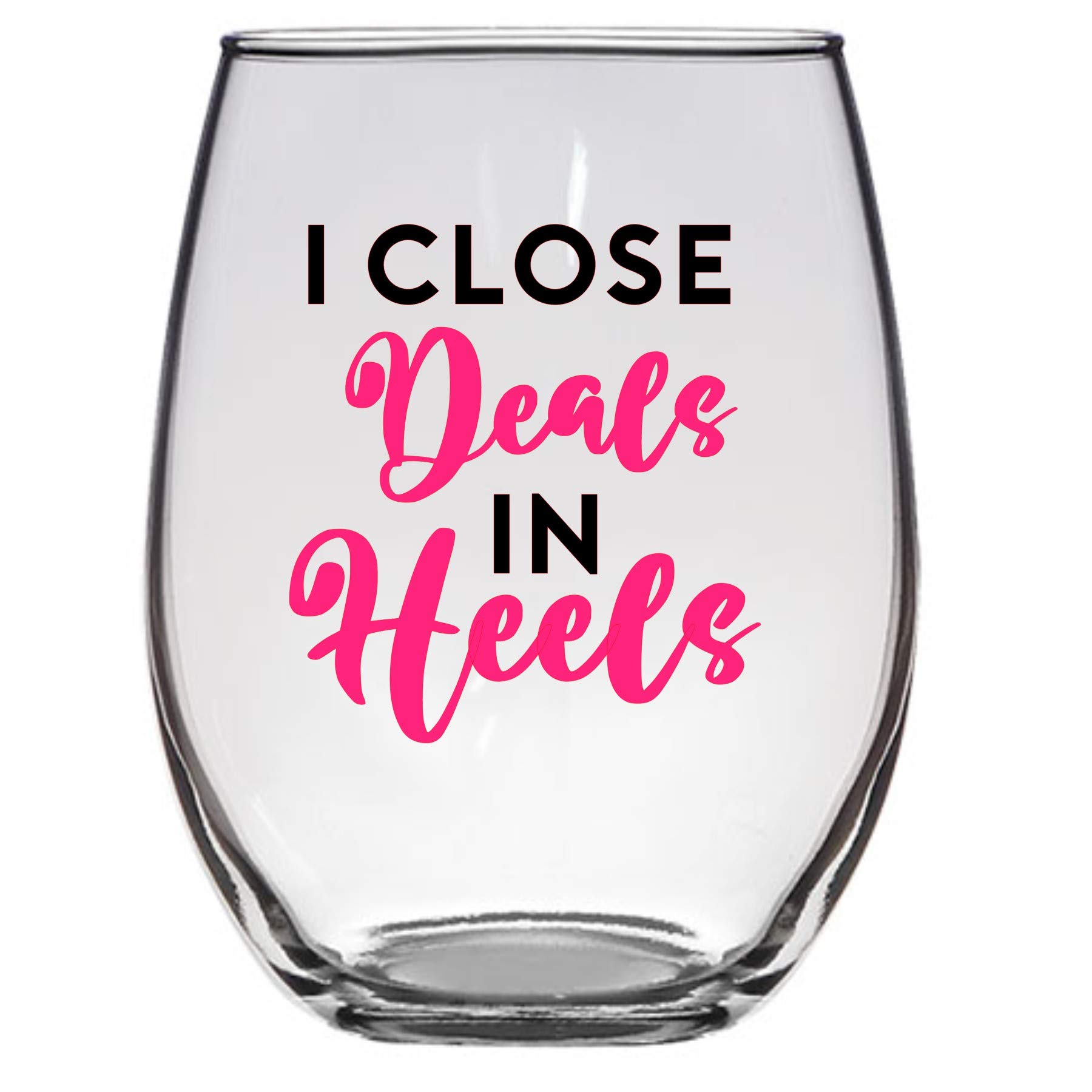 21 Oz Funny Wine Glass for Realtors & Sales Professionals - 'I Close Deals in Heels' Motivational Gift - Perfect for Office Parties, Client Gifts & Happy Hours
