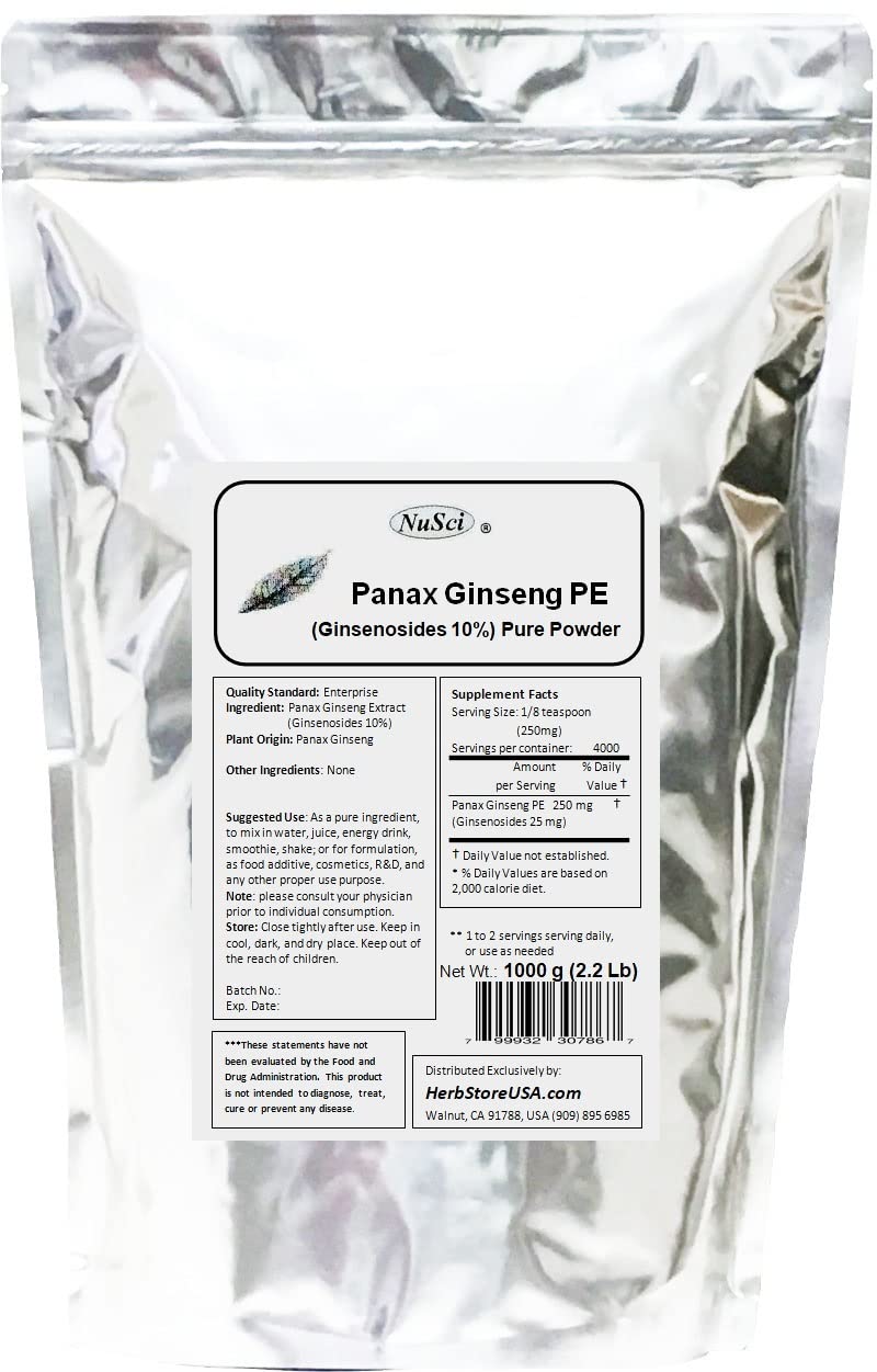Premium Panax Ginseng Extract Powder 10% Ginsenosides - 1000g (2.2 lb) for Energy Boost, Vitality & Immune Support - Natural Herbal Supplement for Focus, Workout Performance & Daily Wellness