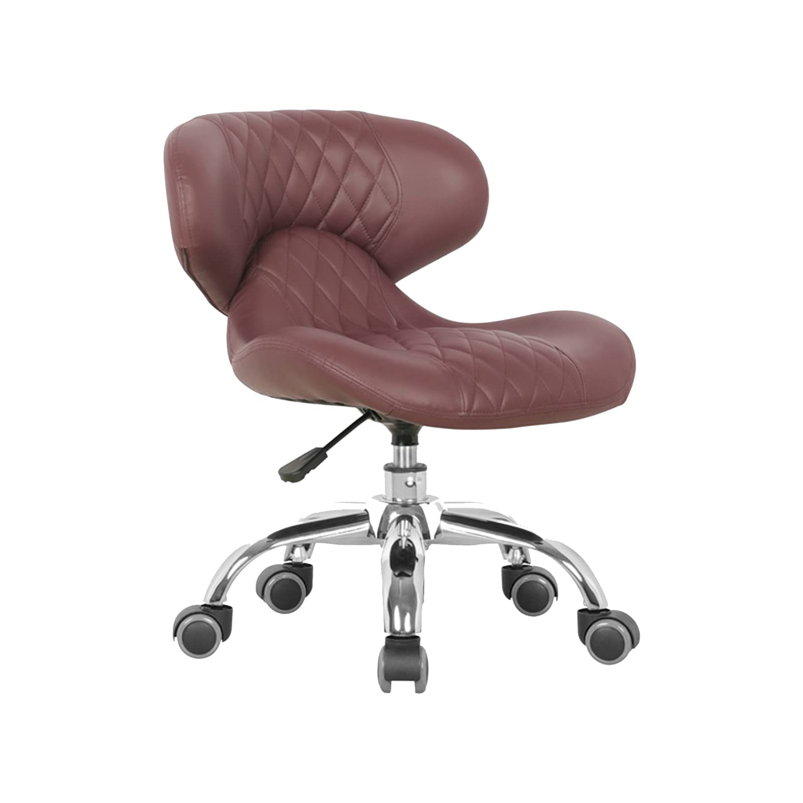 MAYAKOBA HugoII Adjustable Rolling Stool (Burgundy Diamond Stitch) - 13