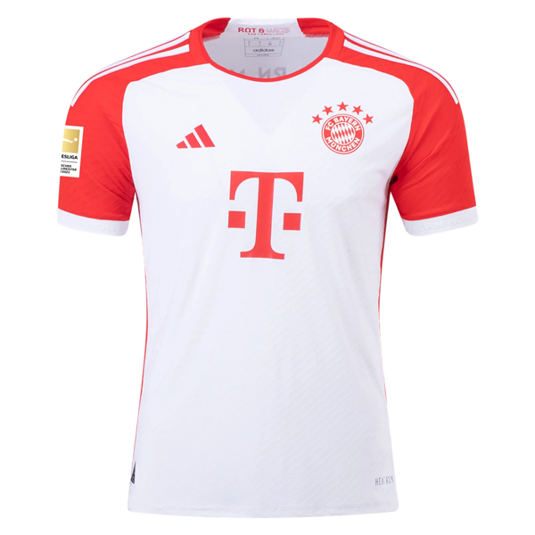 Adidas Bayern Munich Authentic Harry Kane Home Jersey 23/24 - White/Red with Bundesliga Champions Patch | Official Soccer Uniform for Fans & Players - Perfect for Matchdays, Training & Collecting