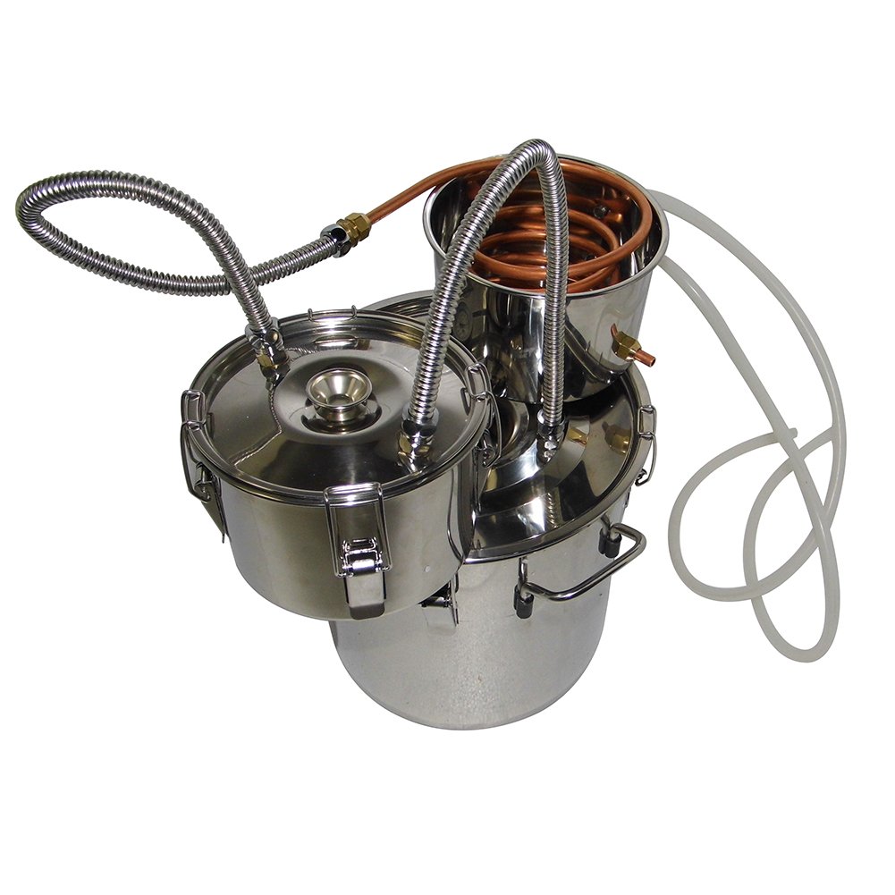 3-Pot 5 Gallon Stainless Steel Water Alcohol Distiller with Copper Tube - 18L Home Brewing Still Kit for Whiskey, Moonshine & Essential Oils - Perfect for DIY Spirits, Homemade Wine & Distilling Herbal Extracts