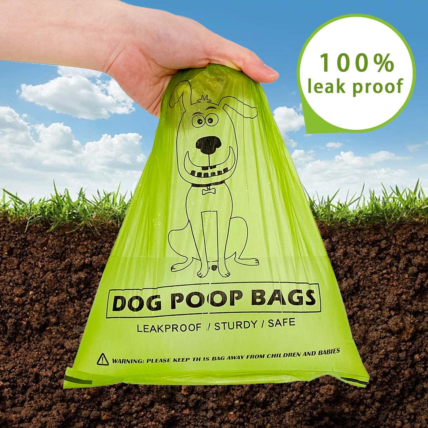 AiTodos® 600 Count Unscented Dog Waste Bags - 12.5 x 9 Inch Leak Proof & Durable Poop Bags - Eco Friendly Corn Starch & PET Blend - Perfect for Dog Walking, Park Visits & Travel Use