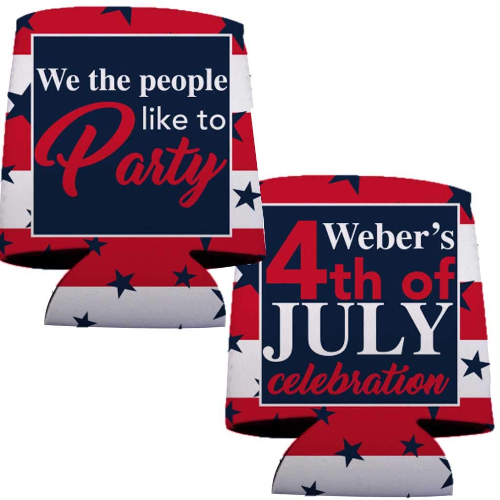 VictoryStore Patriotic Can Coolers - Custom 4th of July Beer Koozies, 'We The People' Design for Summer BBQs, Pool Parties & Tailgating