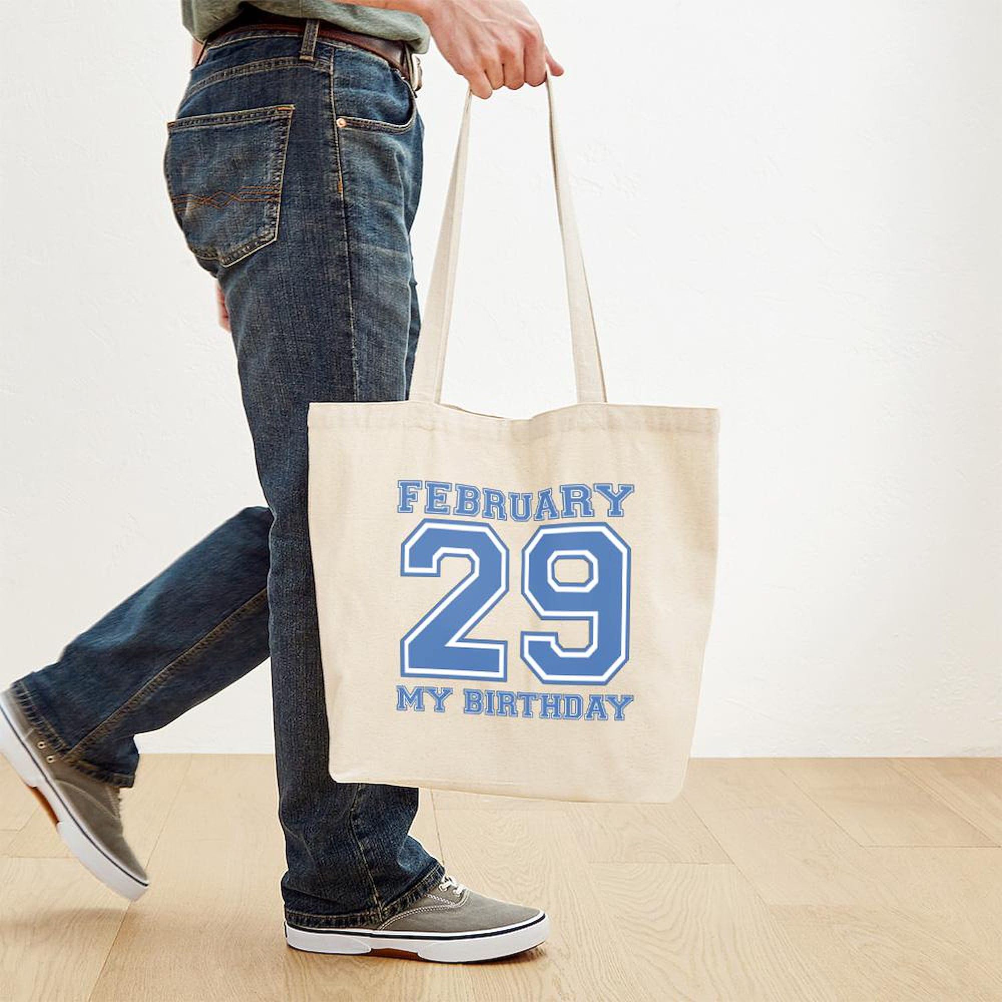 February 29 Birthday Tote Bag - Natural Canvas Reusable Shopping Bag for Leap Year Celebrations, Grocery Trips & Beach Outings
