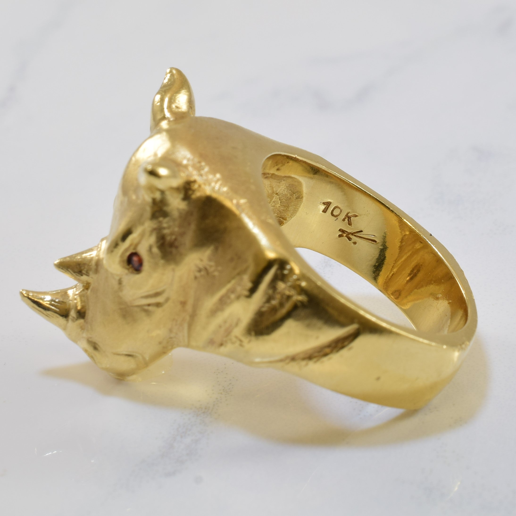 Garnet Rhino Ring for Men - 0.03ctw Genuine Garnet Stone - Size 10.5 - Durable Sterling Silver Band - Unique Animal Jewelry Gift for Him - Perfect for Anniversary, Birthday & Everyday Wear