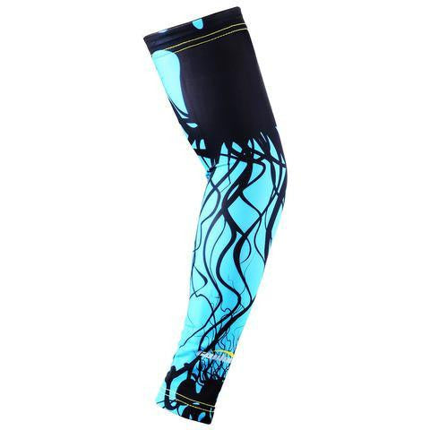 Blue Ink Compression Arm Sleeves for Sports & Recovery - Breathable UV Protection Sleeves for Basketball, Running, Cycling & Gym Workouts