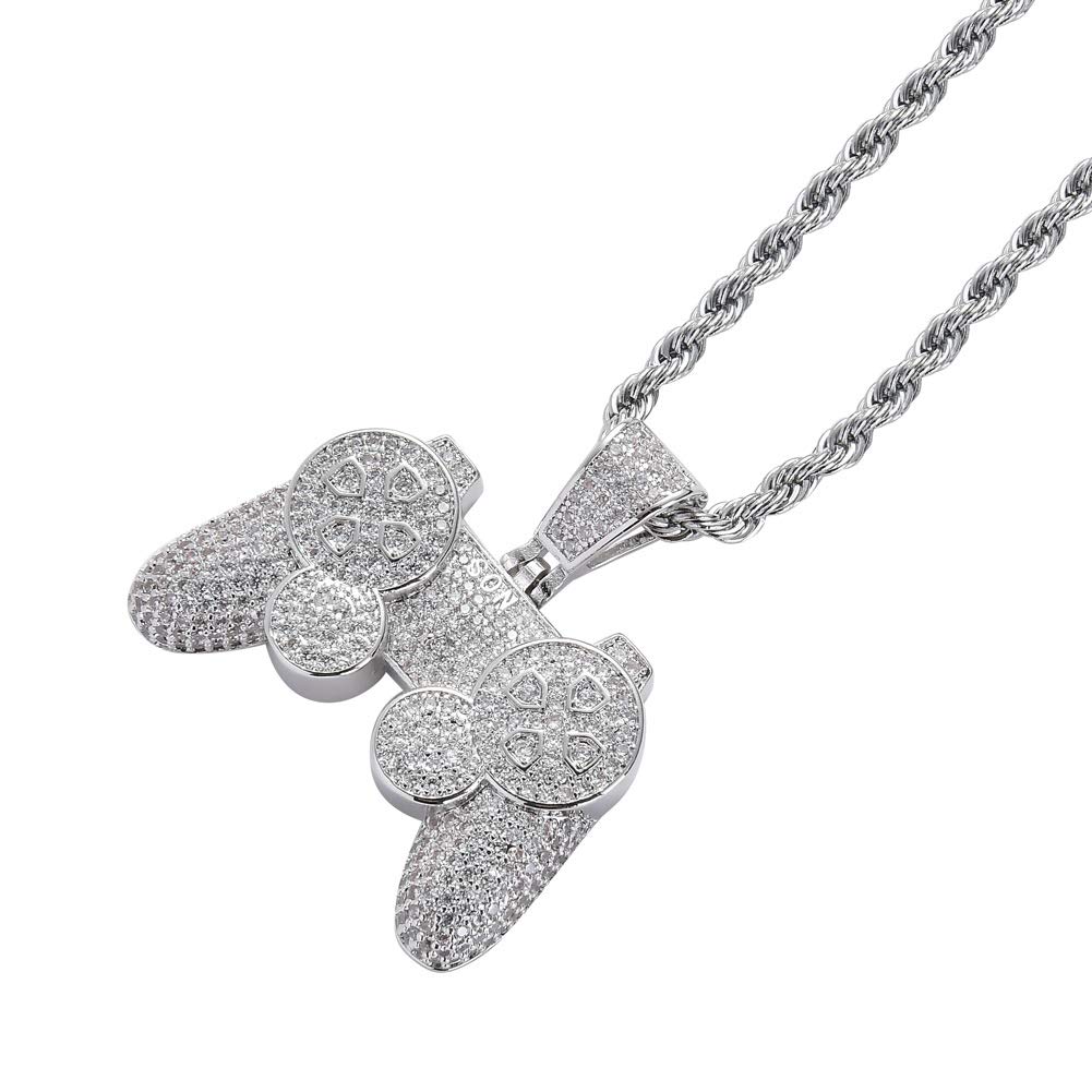 18K Gold Plated Iced Out Pendant Necklace with CZ Simulated Diamonds - Hip Hop Bling Jewelry for Men & Women - Perfect for Parties, Gifts & Streetwear Fashion