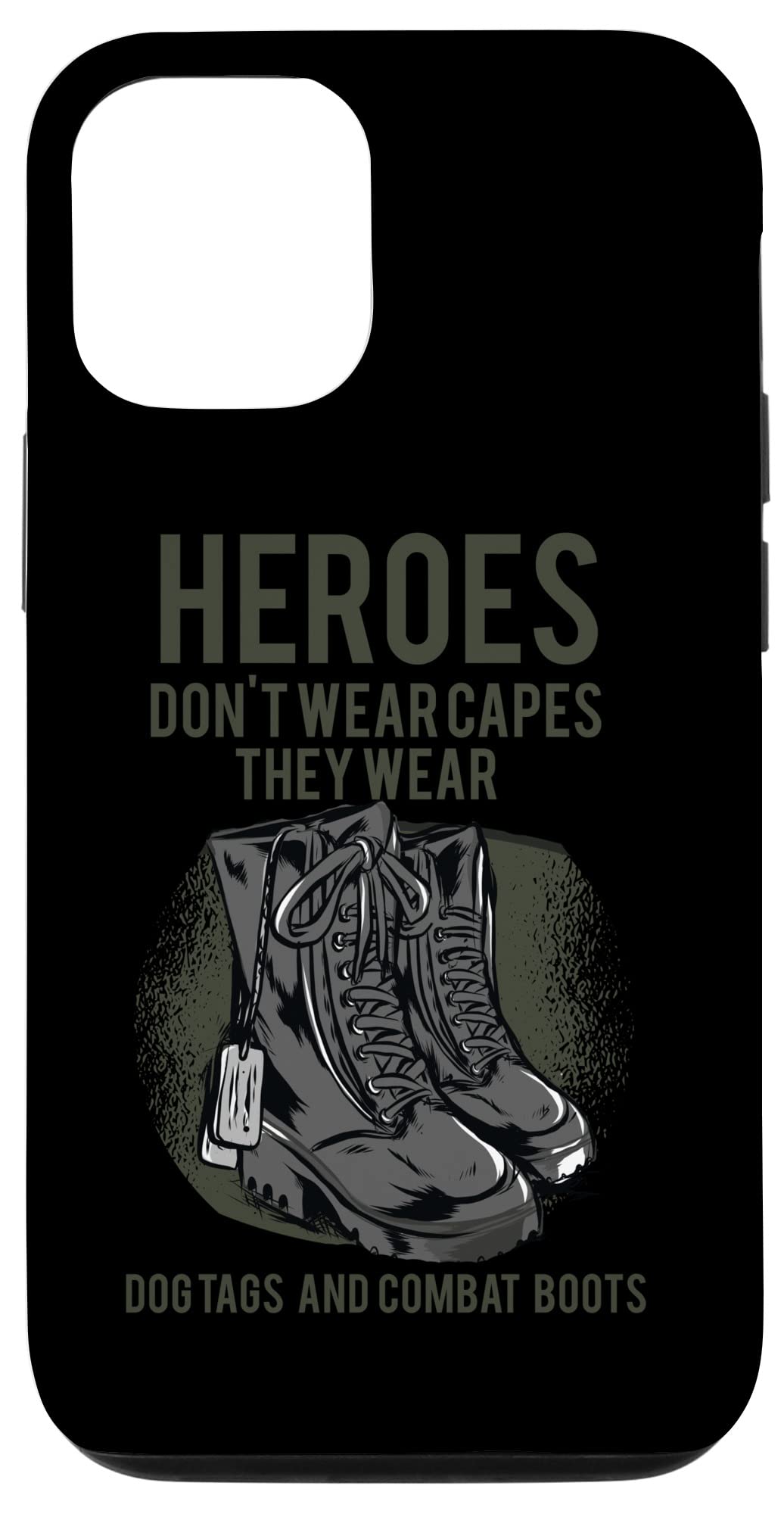 Vintage Military Dog Tag Phone Case for iPhone 12/12 Pro - Patriotic Vet Quote 