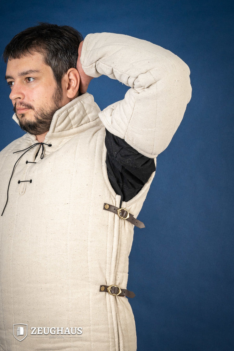 Medieval Gambeson with Adjustable Side Buckles - Natural Color - Perfect for LARP, Cosplay & Historical Reenactment
