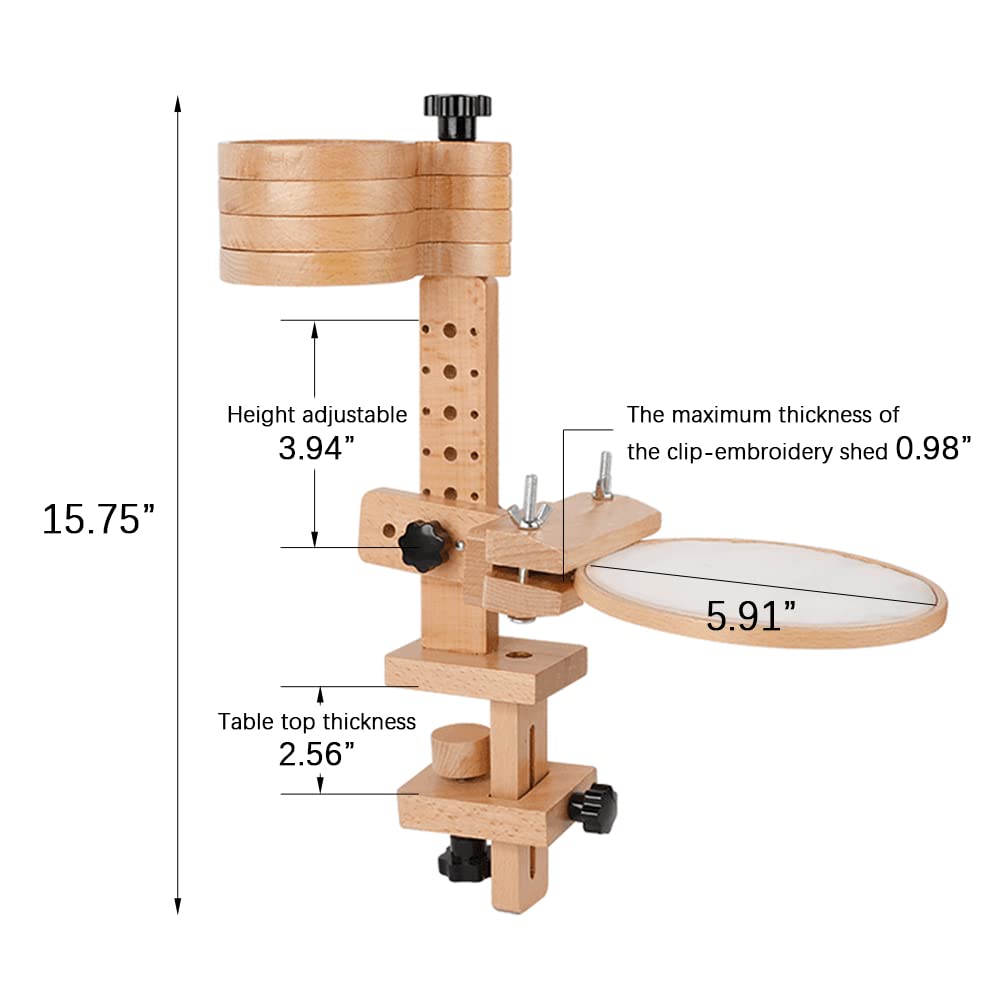 WAYUTO Adjustable Wooden Embroidery Stand with Trays - Cross Stitch Hoop Holder, Sewing Frame Stand for Needlework & DIY Projects - Perfect for Home Crafting, Quilting & Handmade Gift Making