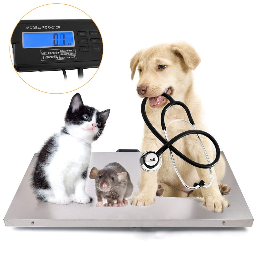 Digital Veterinary Scale 440lbs - Stainless Steel Pet Scale for Dogs, Cats & Livestock | kg/oz/lb Units | 40.5x20.8in Platform | Perfect for Veterinary Clinics, Farms, Shipping & Warehouses