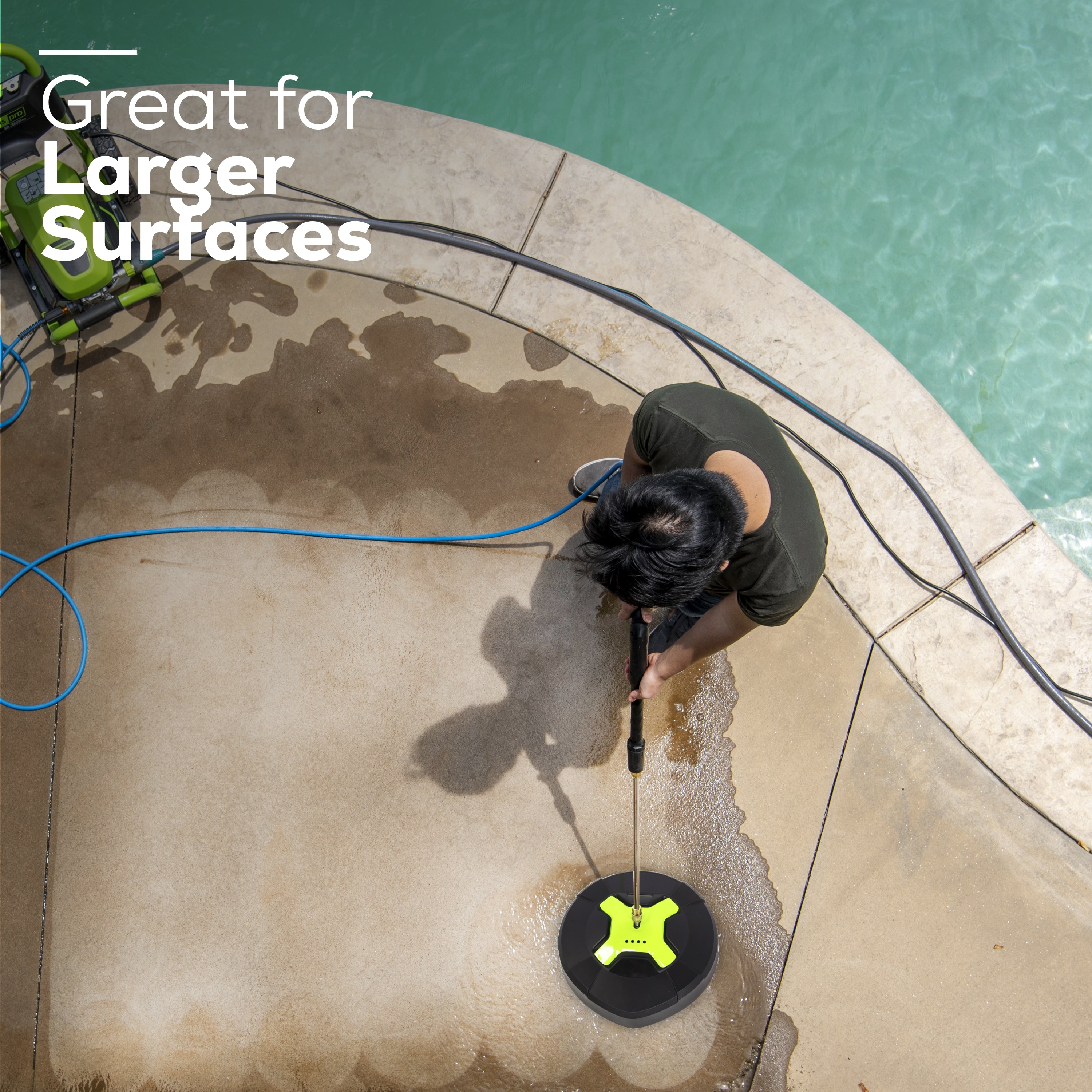 Universal 15-Inch Rotating Surface Cleaner - Powerful Pressure Washer Attachment for Driveways, Decks & Patios