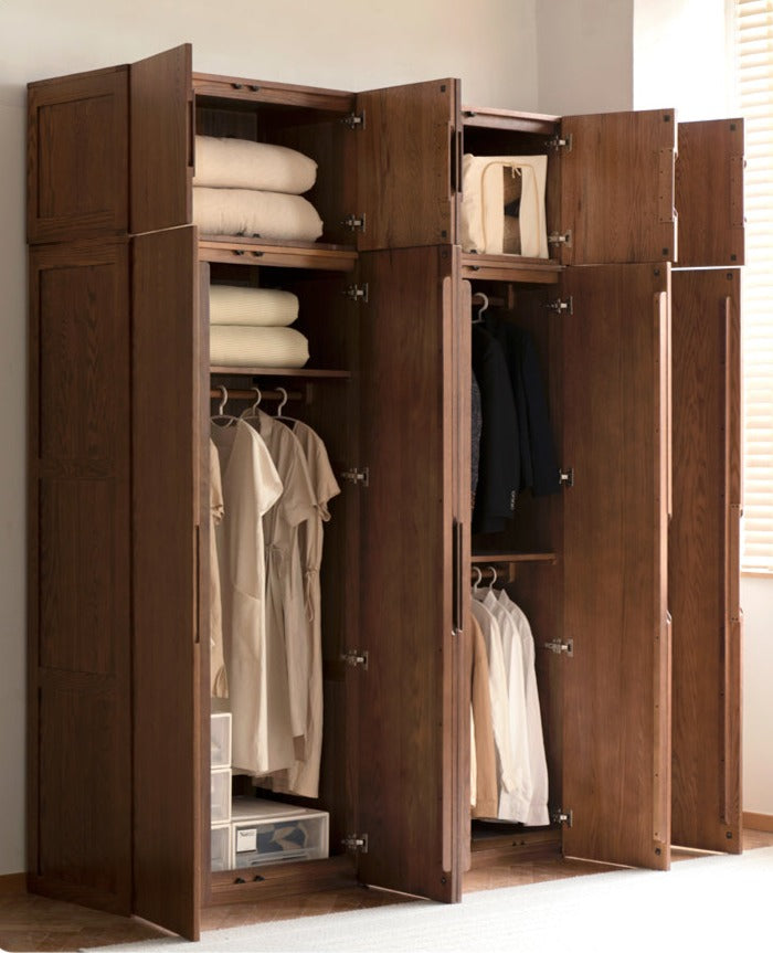 Solid Oak Wood Wardrobe - Premium Quality, Spacious Storage for Bedroom, Closet & Home Organization