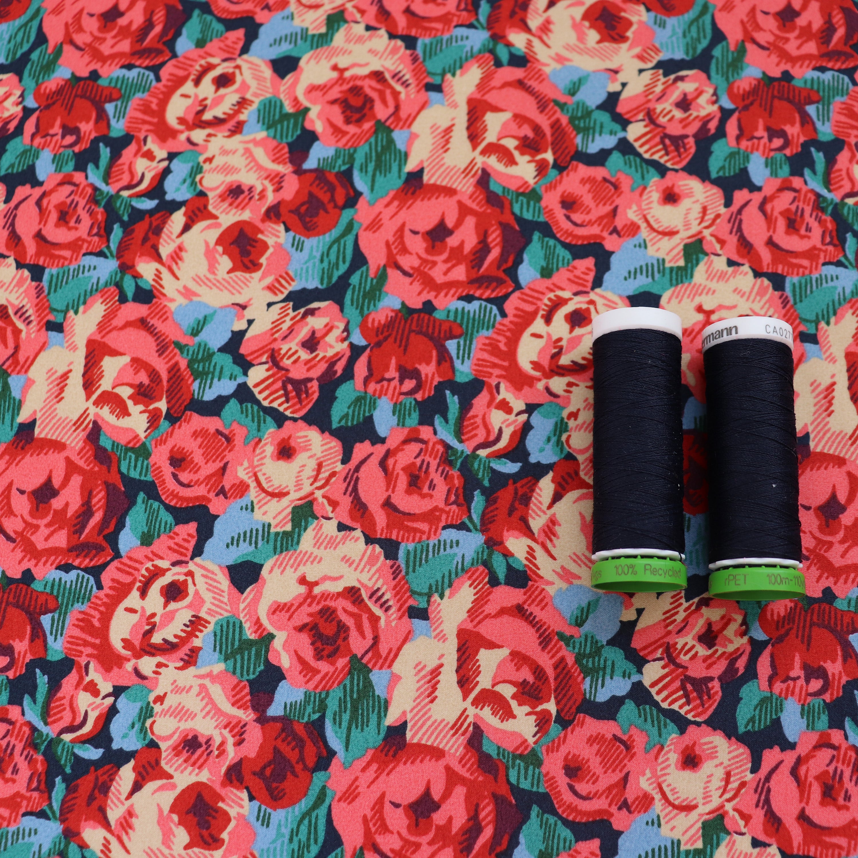 Liberty Fabrics Roman Rose Piccadilly Cotton Poplin - Premium Floral Printed Fabric for Dresses & Home Decor | Perfect for Sewing, Quilting & DIY Projects