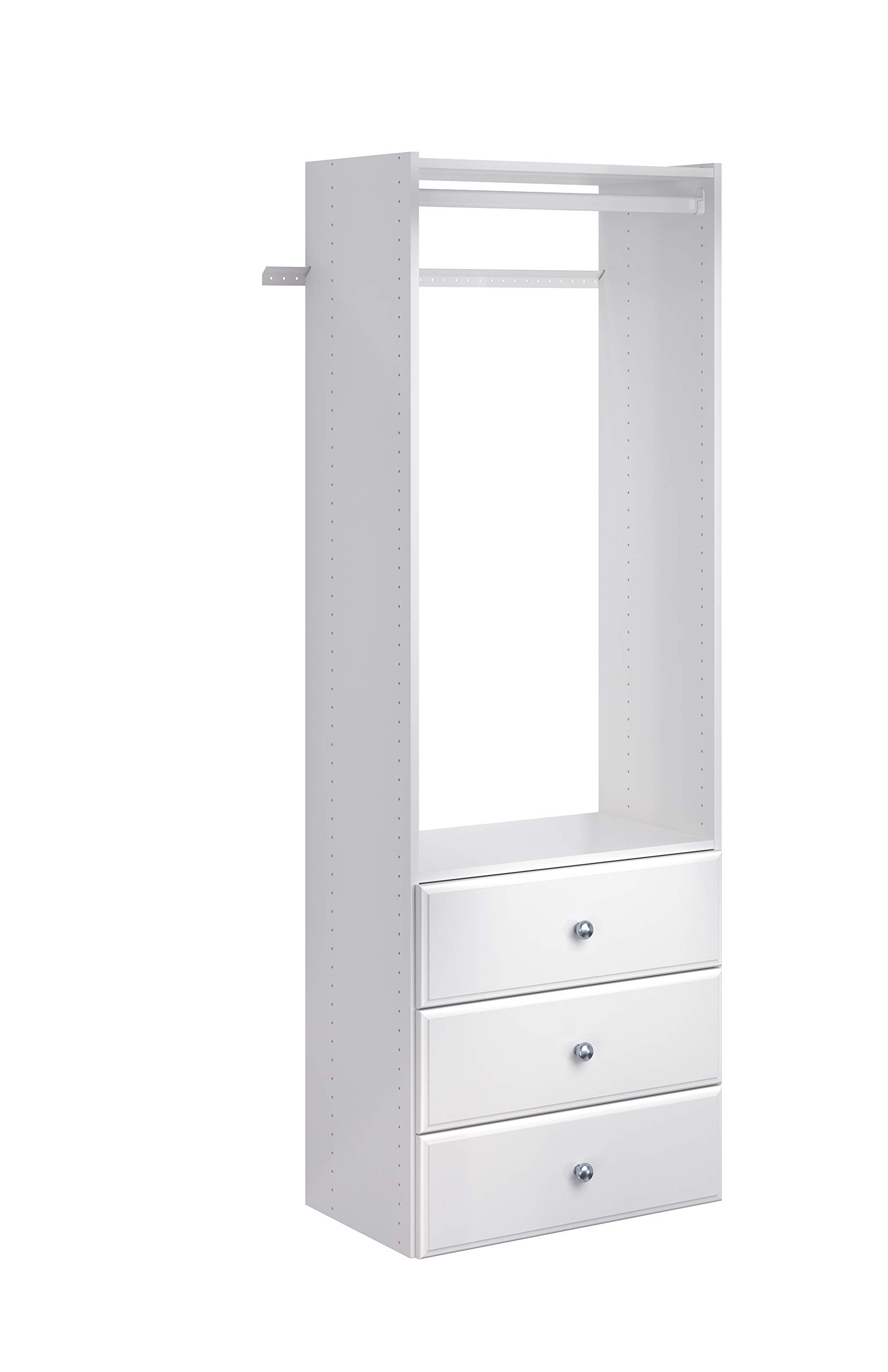 PH32-WH Elite Tower Kit - Adjustable Closet Organizer with Hidden Storage in White | Perfect for Bedroom, Walk-in Closet & Home Organization