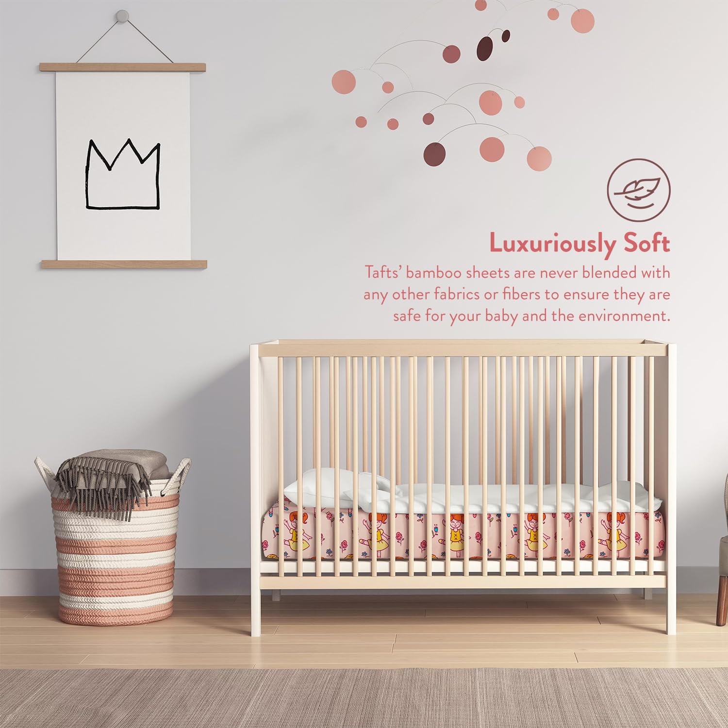 TAFTS Organic Bamboo Viscose Crib Sheets - 2 Pack Soft & Breathable Fitted Crib Sheets for Standard Crib & Toddler Mattress (28