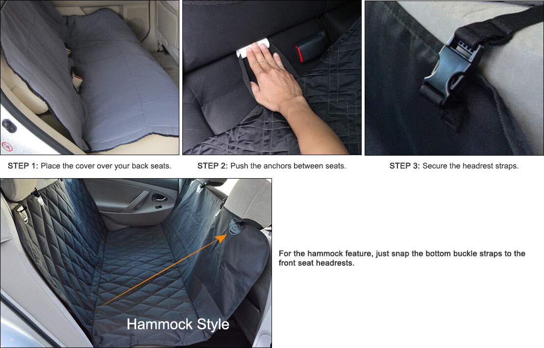 Alpha Dog Series Waterproof Dog Car Seat Cover - Durable Pet Seat Protector & Hammock for Back Seat - Blue | Perfect for Travel, Road Trips & Daily Commutes with Your Dog