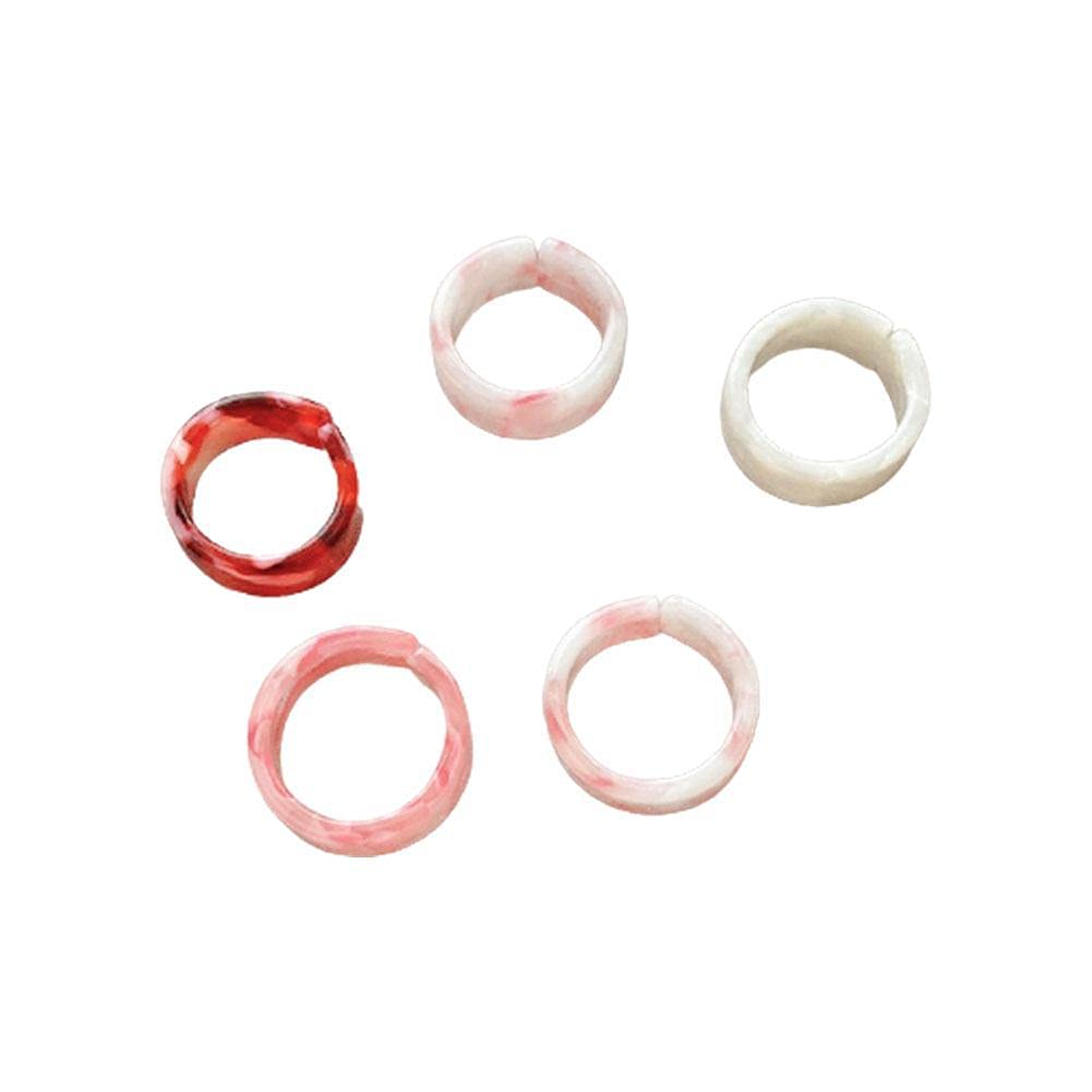 5 Pcs Vintage Resin Rings - Colorful Acrylic Open Statement Band Rings, Adjustable Chunky Rings for Women Men Girls - Perfect for Weddings, Parties, Gifts & Boho Fashion Accessories