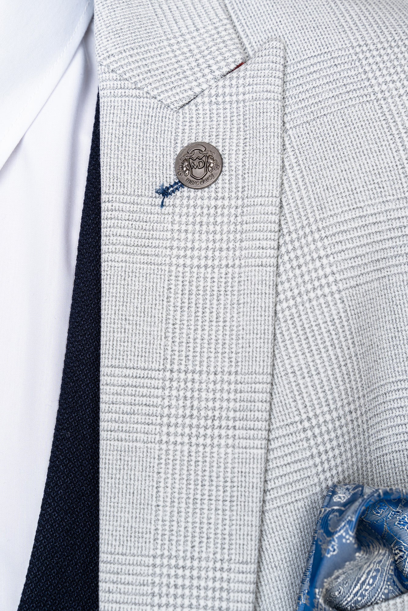 BROMLEY Men's Stone Check Suit with Kelvin Navy Waistcoat | Formal Business Attire | Perfect for Weddings, Office & Special Occasions