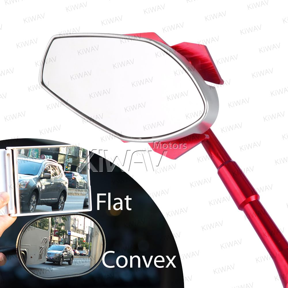 KiWAV Magazi Viper Red Motorcycle Mirrors - Compatible with BMW 1.5 Pitch 10mm Thread - Universal Fit for Cruiser, Sport & Touring Bikes - Enhances Safety & Style on Road Trips & Daily Commutes