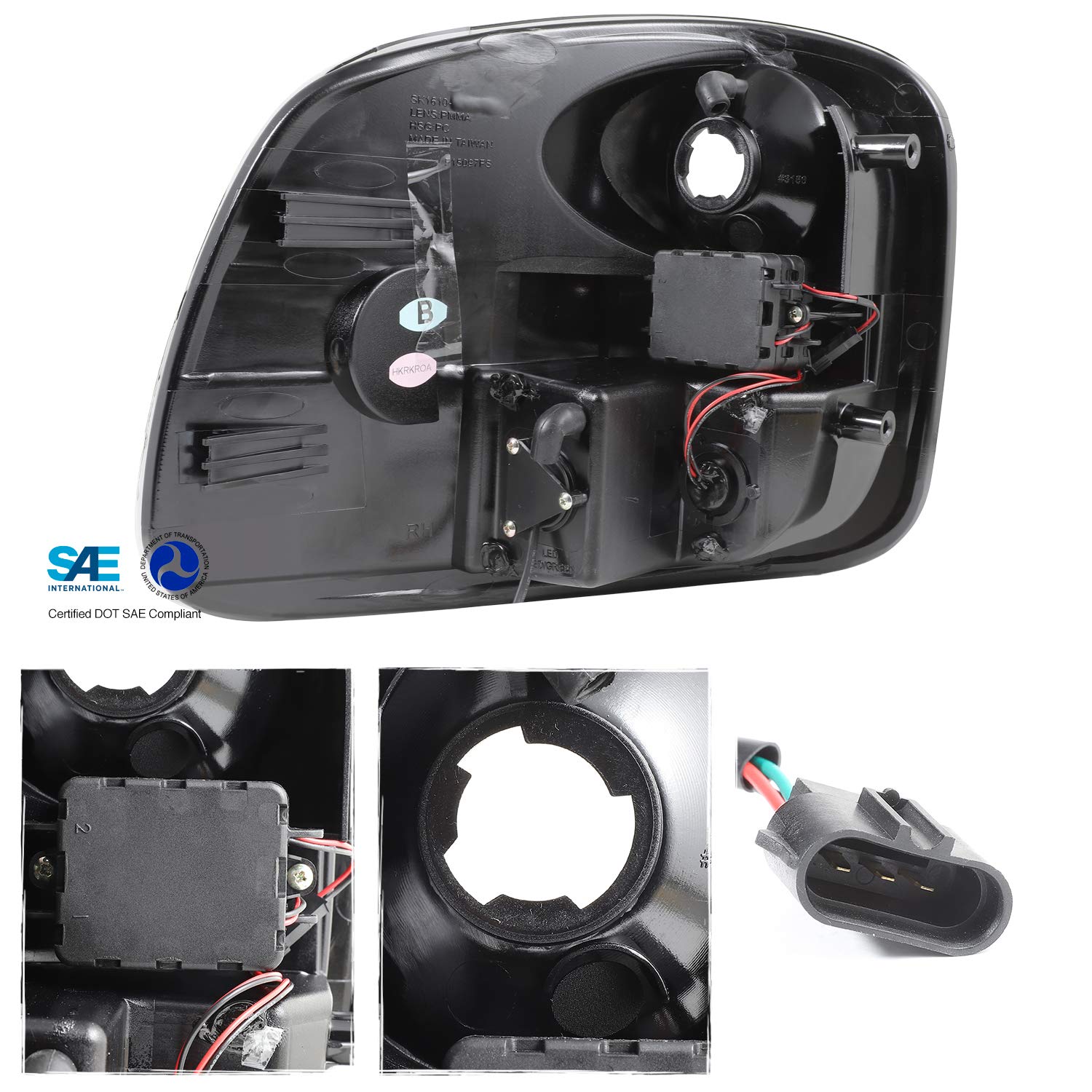 AKKON Black Tail Lights Lamp Pair for 2001-2003 Ford F-150 & 2004 F150 Heritage Flareside Pickup Truck - Replacement, Upgrade, Night Driving Safety