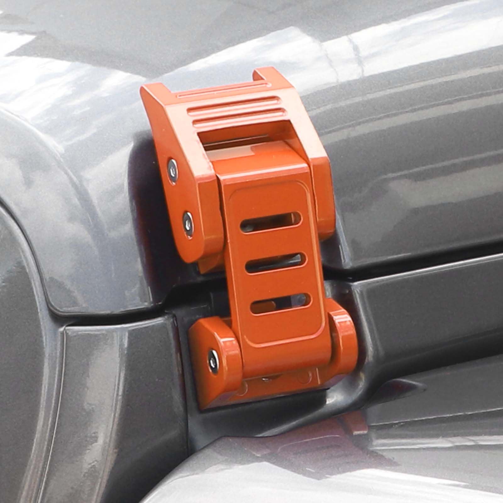 Stainless Steel Hood Latch Kit for 2007-2018 Jeep Wrangler JK/JKU & 2018-2025 JL/JLU/Gladiator JT - Orange Exterior Accessories - Durable Off-Road Protection for Jeep Adventures