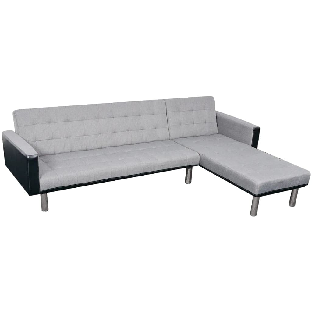 Modern L-Shaped Sectional Sofa Bed with PU Leather Cushions & Back Pillows - Black and Gray Living Room Furniture for Small Spaces, Apartments & Home Theater Seating