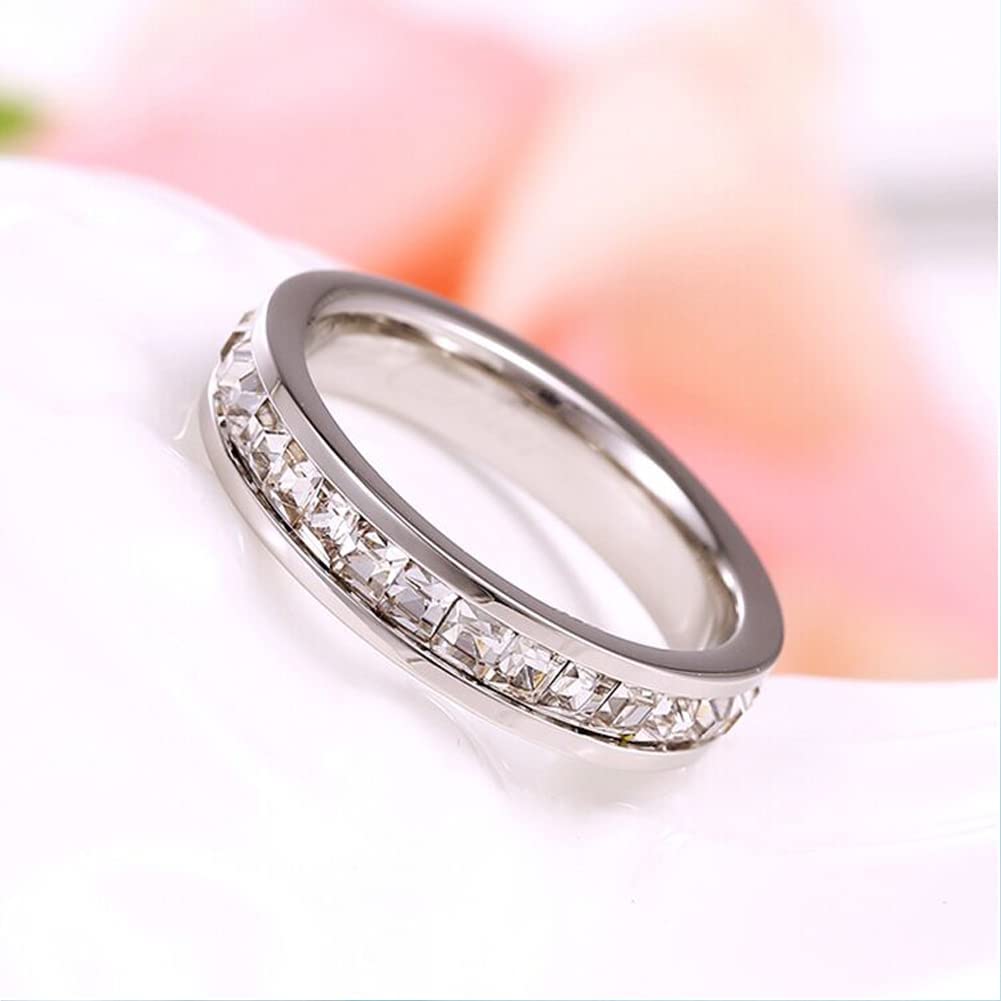 VOLUKA Eternity Band Rings for Women & Men - Platinum Plated Spinner Wedding Bands Size 5-10 - Perfect for Anniversaries, Engagements & Couple Jewelry Gifts
