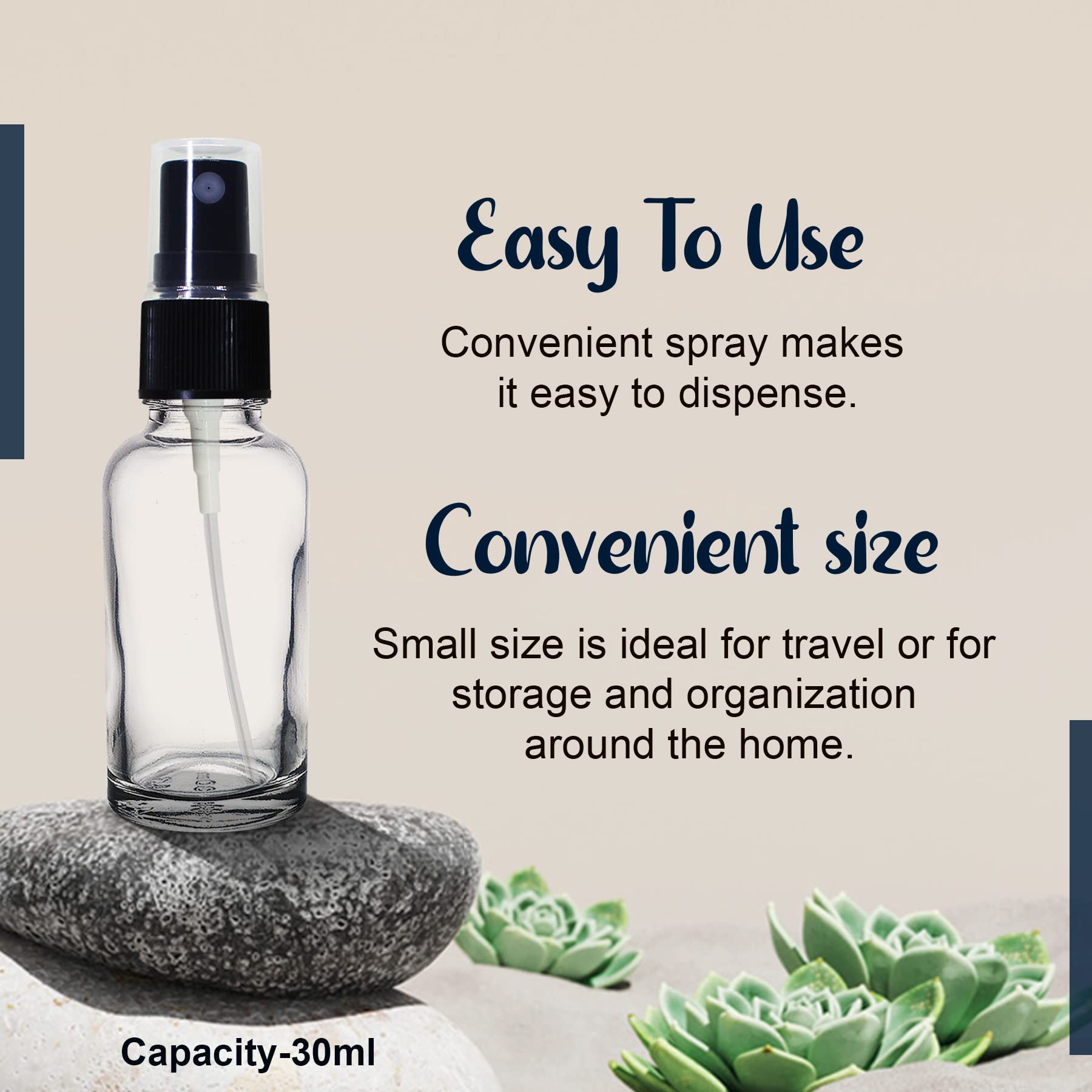 Refillable 30ml Clear Glass Fine Mist Spray Bottles with Pump for DIY Perfume, Essential Oils, Aromatherapy Blends & Beauty Products - Perfect for Travel, Home Scenting & Skincare Routines (Pack of 3)