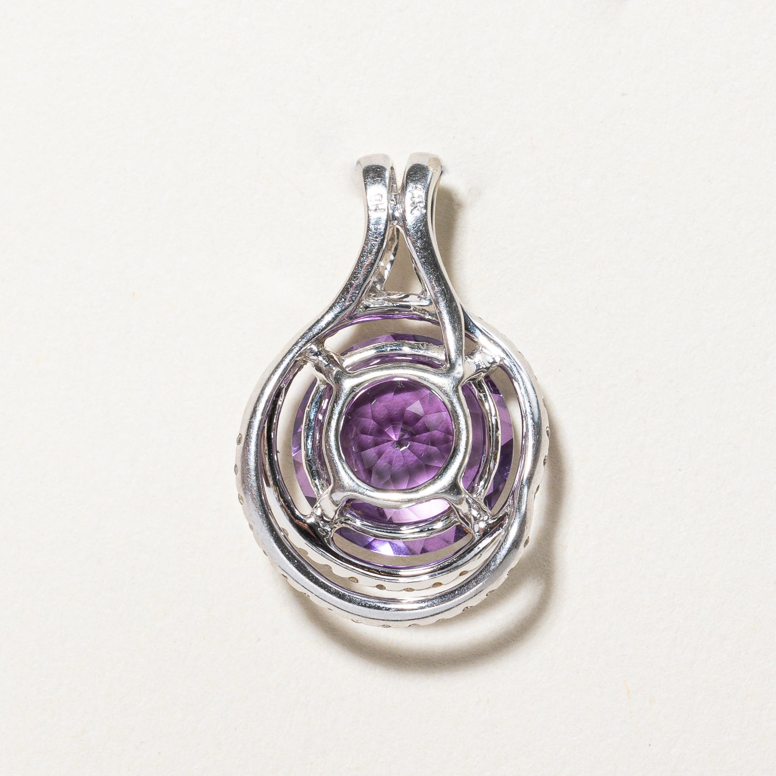 3.00ct Amethyst & Halo Diamond Pendant Necklace - 0.10ctw Genuine Gemstone Jewelry for Women | Elegant Gift for Birthday, Anniversary & Special Occasions