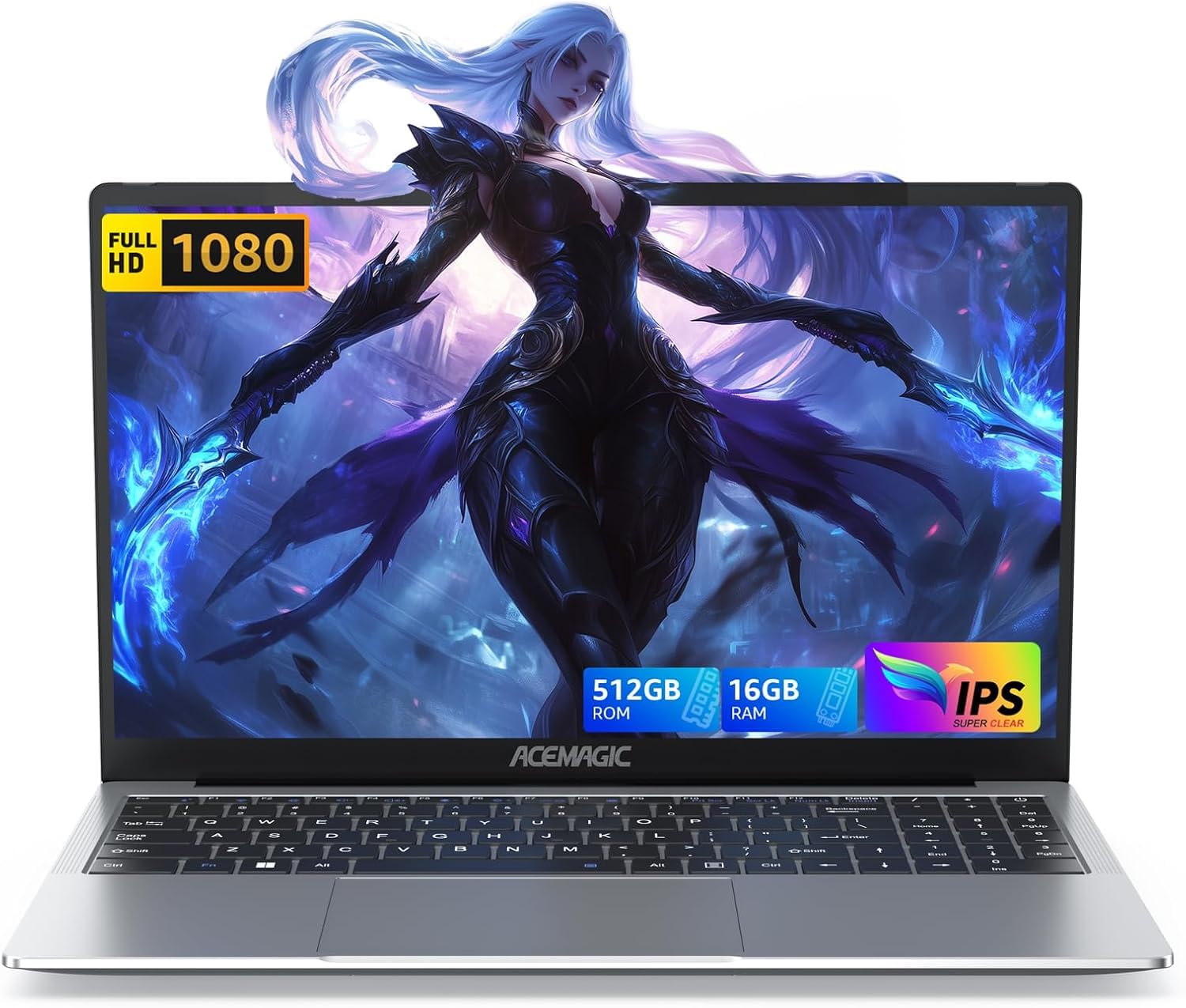 ACEMAGIC 15.6 Inch Laptop with Intel N97 CPU (Up to 3.6Ghz), 16GB DDR4 RAM, 512GB SSD (Expandable to 2TB), Bluetooth 5.0, Type-C, HDMI, USB 3.2 - Silver | Perfect for Work, Study & Entertainment