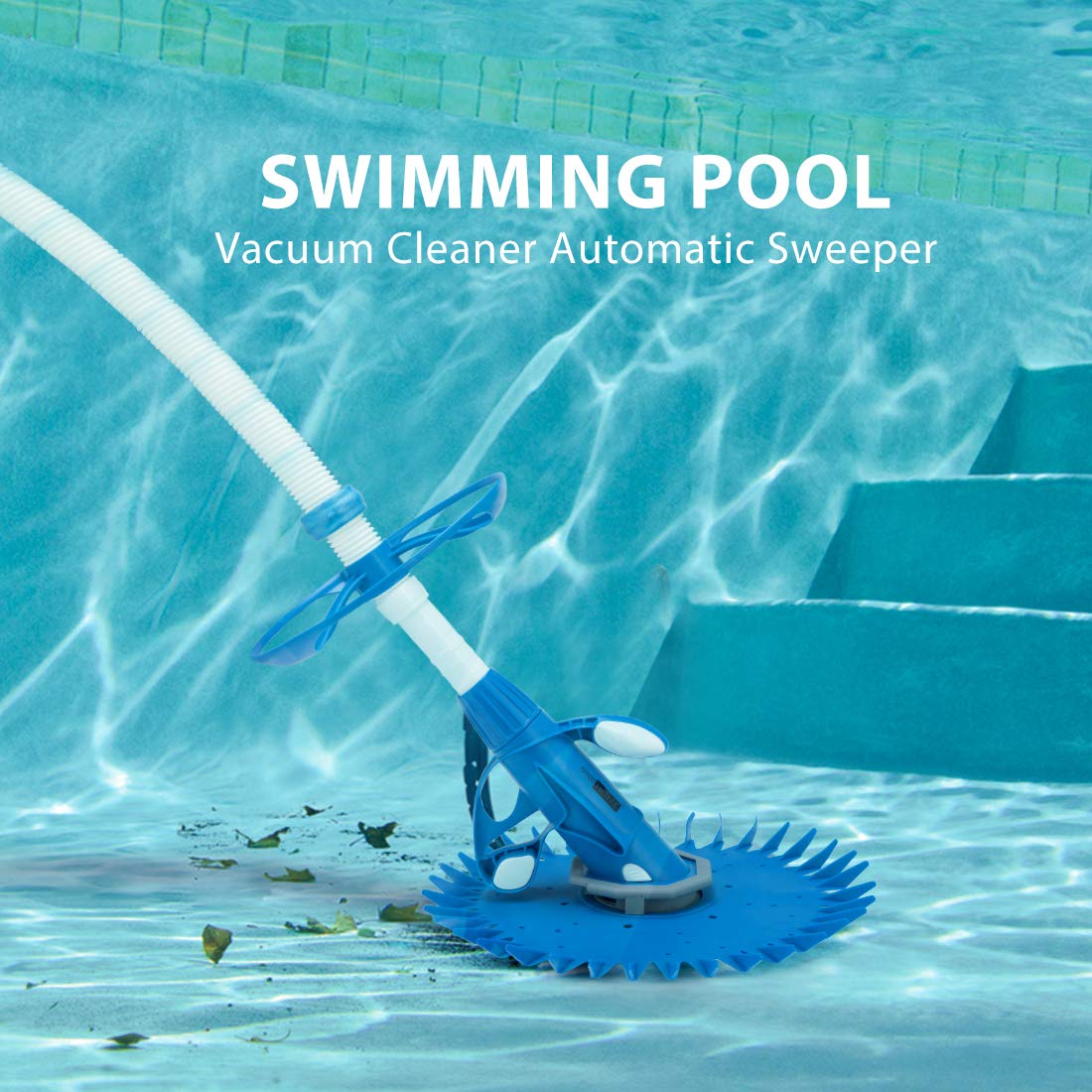 VIVOHOME Upgraded Automatic Swimming Pool Vacuum Cleaner for Inground & Above Ground Pools - Includes 14 x 2.62ft Hoses (Blue & White) | Perfect for Weekly Pool Maintenance & Debris Removal