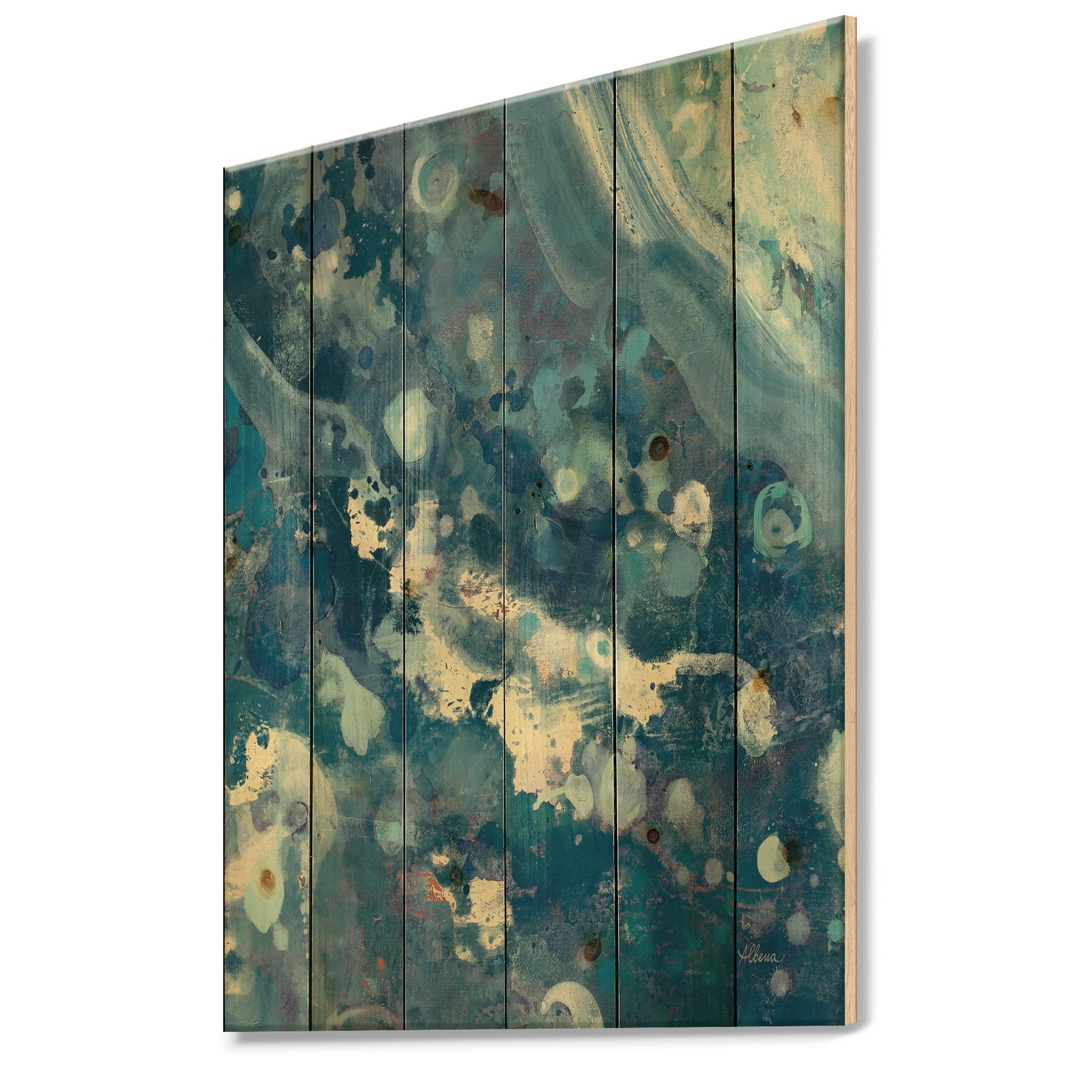 Nautical & Coastal Wood Wall Art - Blue Abstract Wood Wall Panels Printed on Natural Pine | Large Wooden Wall Decor for Beach House, Living Room & Office