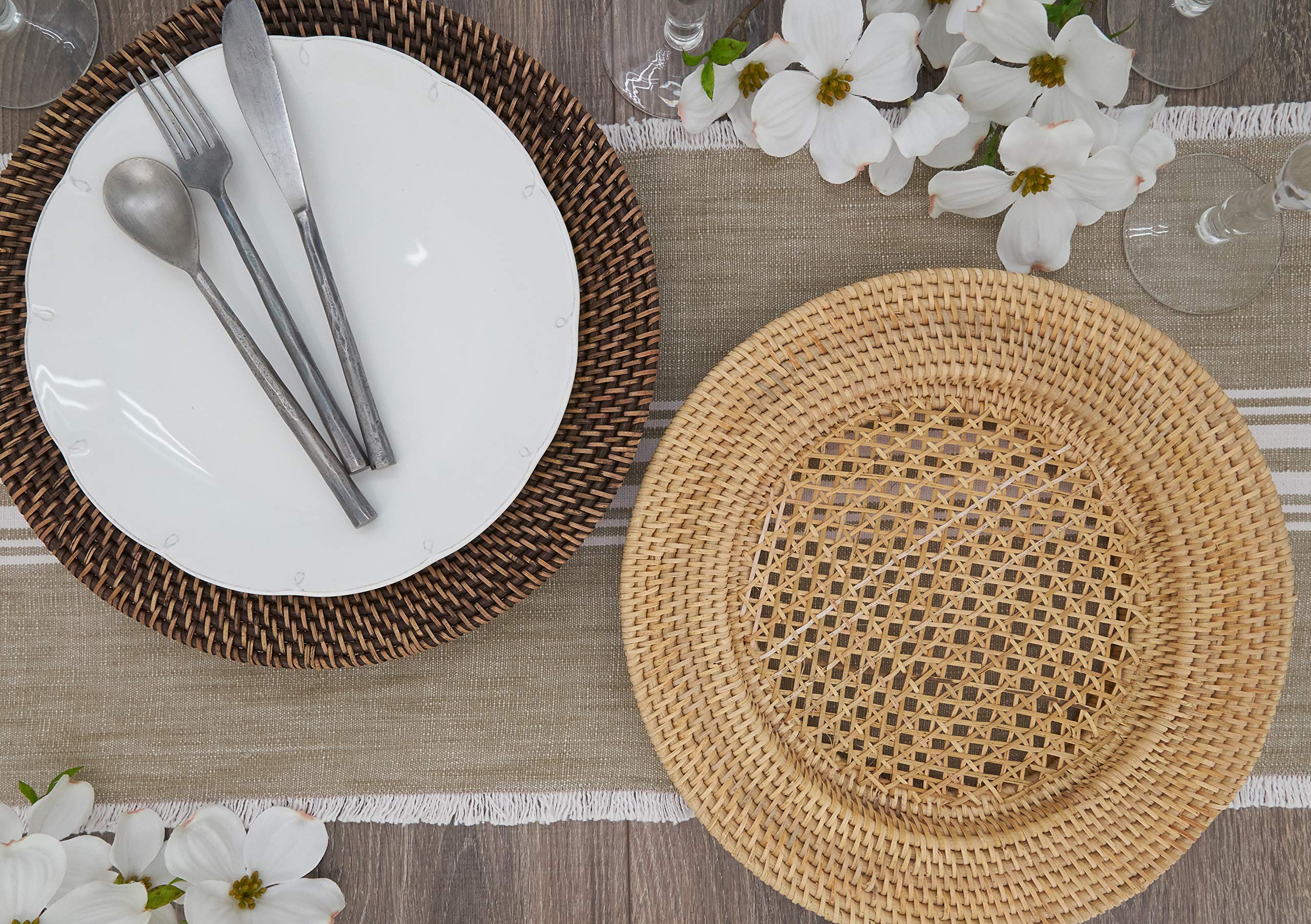 Handmade Rattan Charger Plates Set of 4 - Natural Woven Placemats for Wedding, Party & Boho Home Decor - Eco-Friendly Dinnerware for Rustic Tablescapes