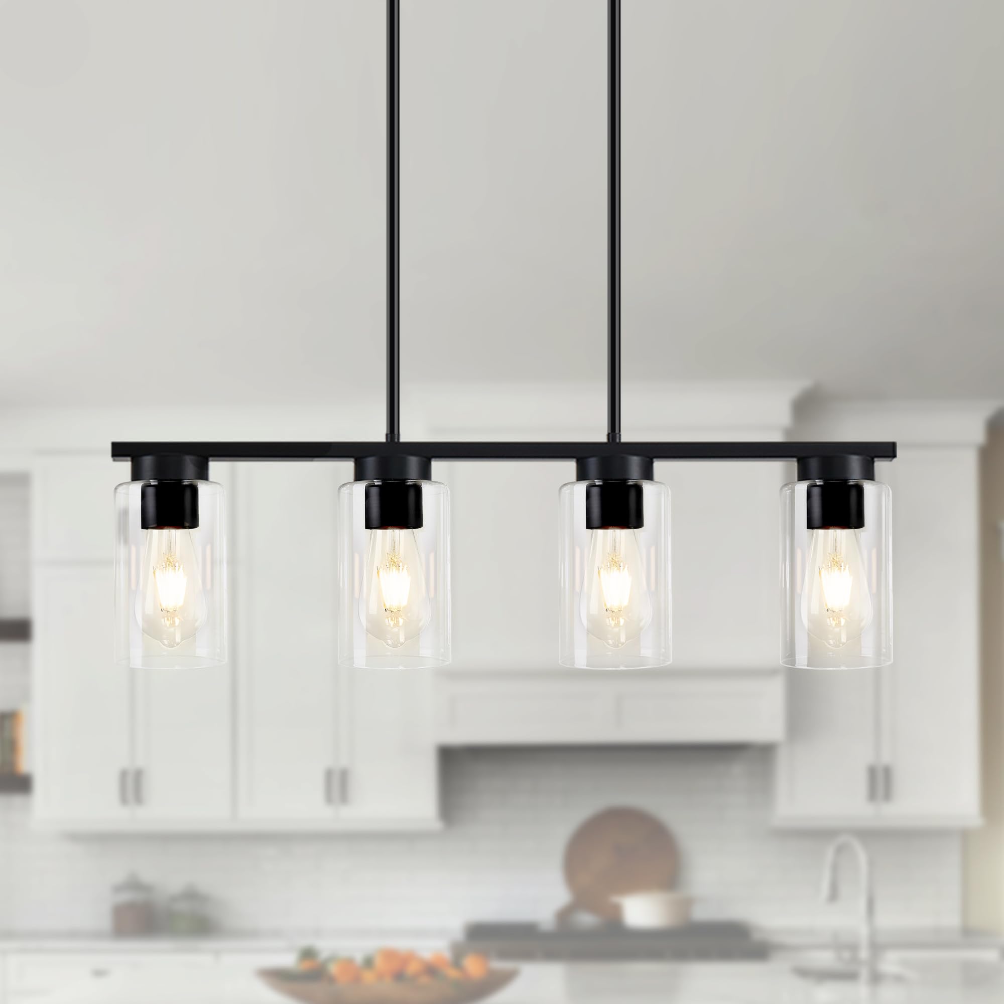 Modern Black 4-Light Farmhouse Pendant Chandelier - 27