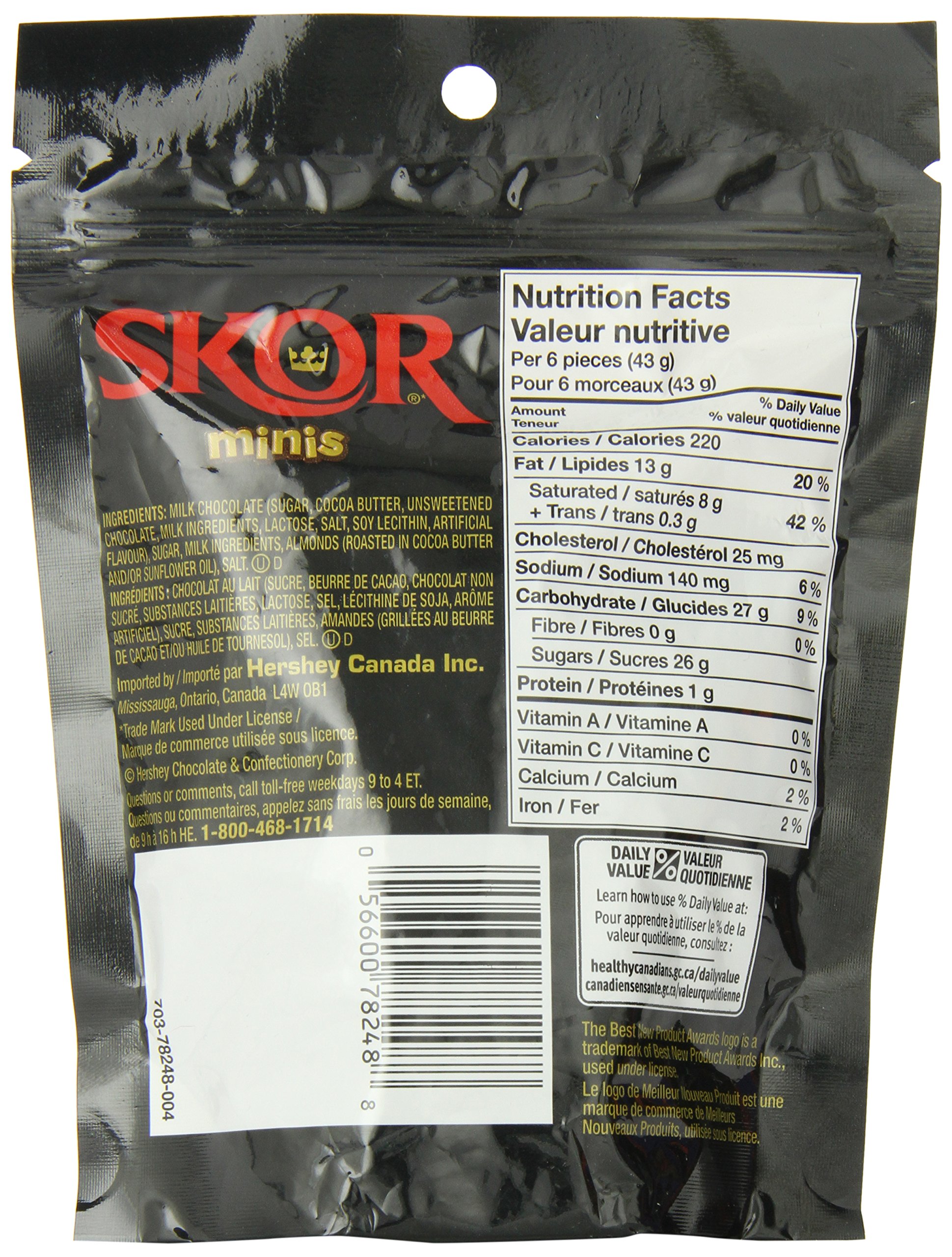 SKOR Chocolate Candy Bars with Buttered Toffee - Minis 191g (6.7oz) | Crunchy Toffee & Milk Chocolate Snacks for Parties, Gifts & Dessert Toppings