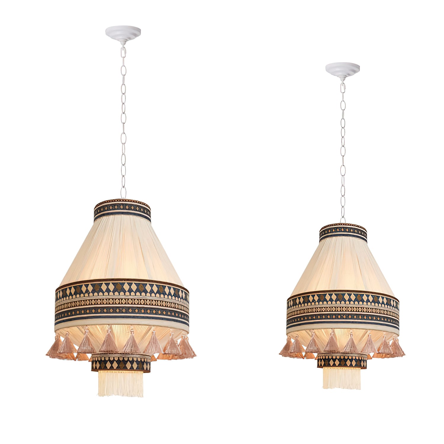 Bohemian Fringe Pendant Lamp - Handmade Rattan Chandelier for Living Room, Bedroom & Dining Room Decor | Boho Style Ceiling Light Fixture for Home & Cafe