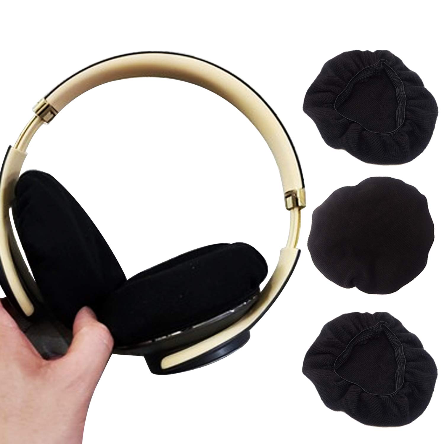 Honbay 2 Pairs Stretchable Washable Headphone Covers - Breathable Earcup Protectors for Gaming Headsets, Aviation, Gym Training & Racing - Soft Cloth Earpad Covers for Comfort & Hygiene (Perfect for Workouts, Travel & Long Gaming Sessions)