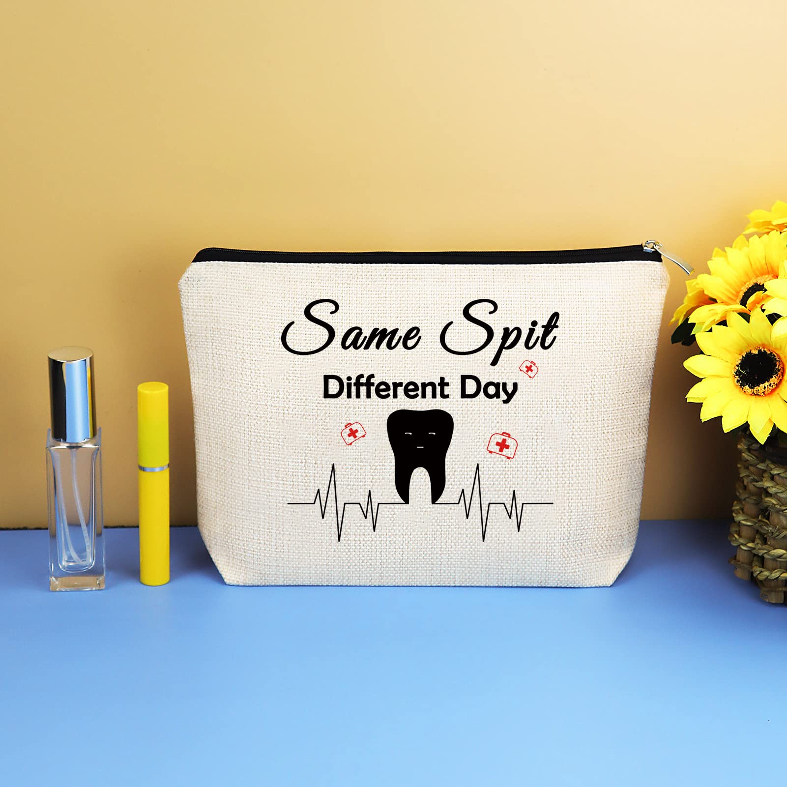 Funny Dentist Gift Makeup Bag for Women - Cute Cosmetic Pouch for Dental Hygienists, Students & Assistants - Perfect Graduation, Birthday & Christmas Present - Great for Travel, Work & Daily Use